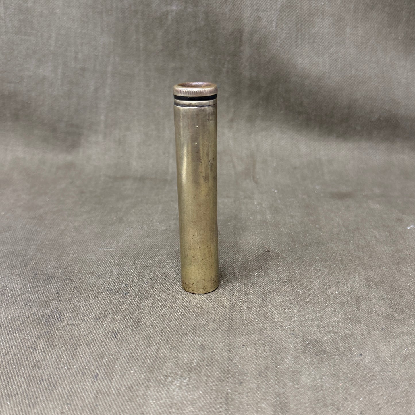 Original British Army Mk IV Lee-Enfield Brass Rifle Oil Bottle – Complete with Applicator – Broad Arrow & Crown/62/B Inspection Mark – c.1906–1925