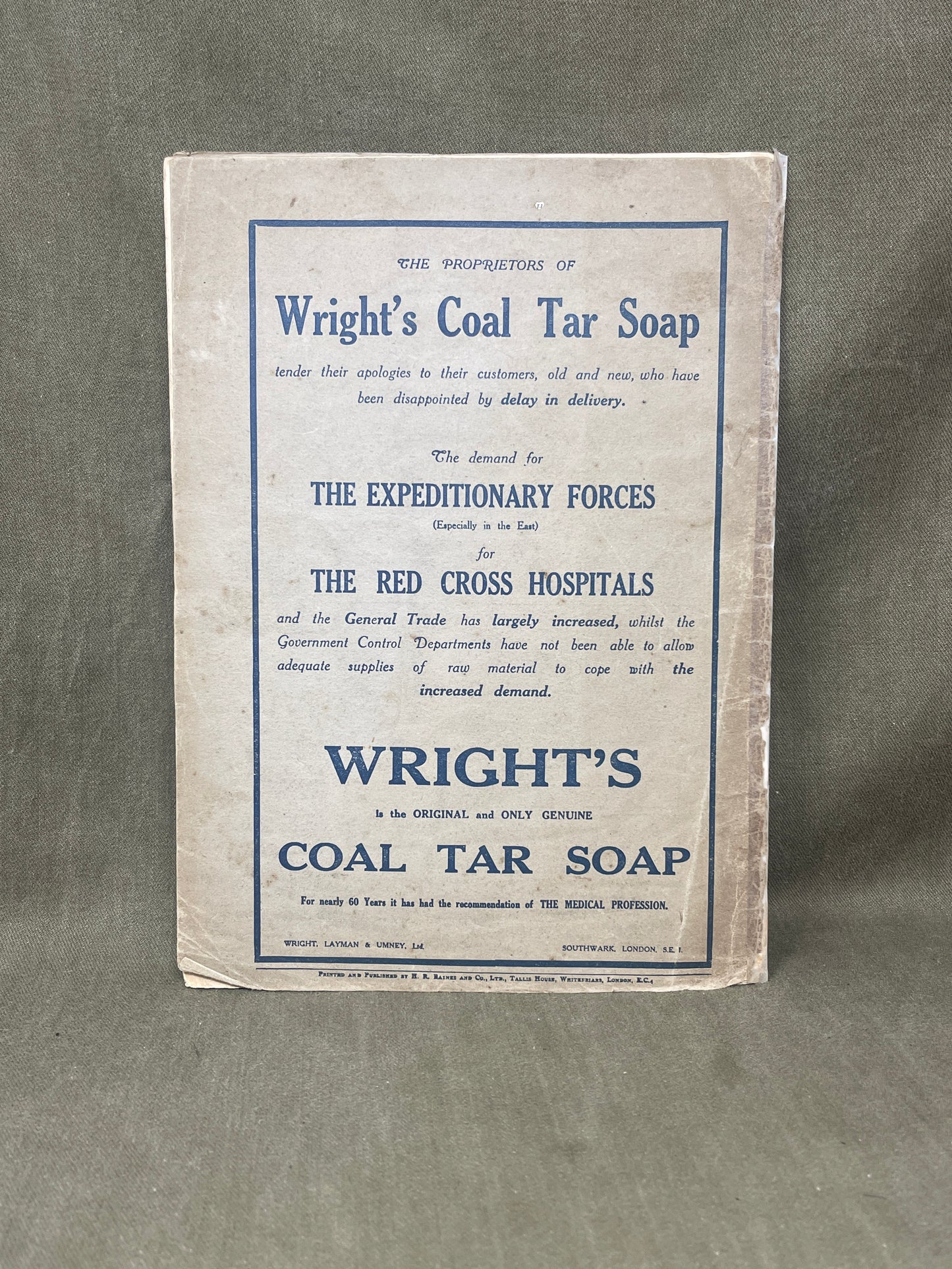 Wright's Coal Tar Soap packaging on a gray background