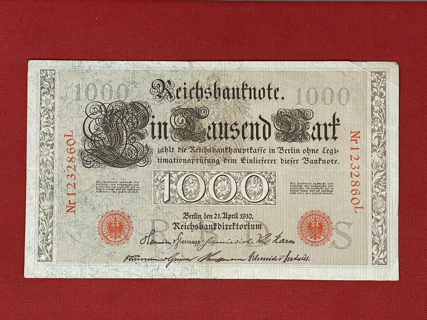 Banknote Germany 1000 Reichsbanknote - Red seal - 1910