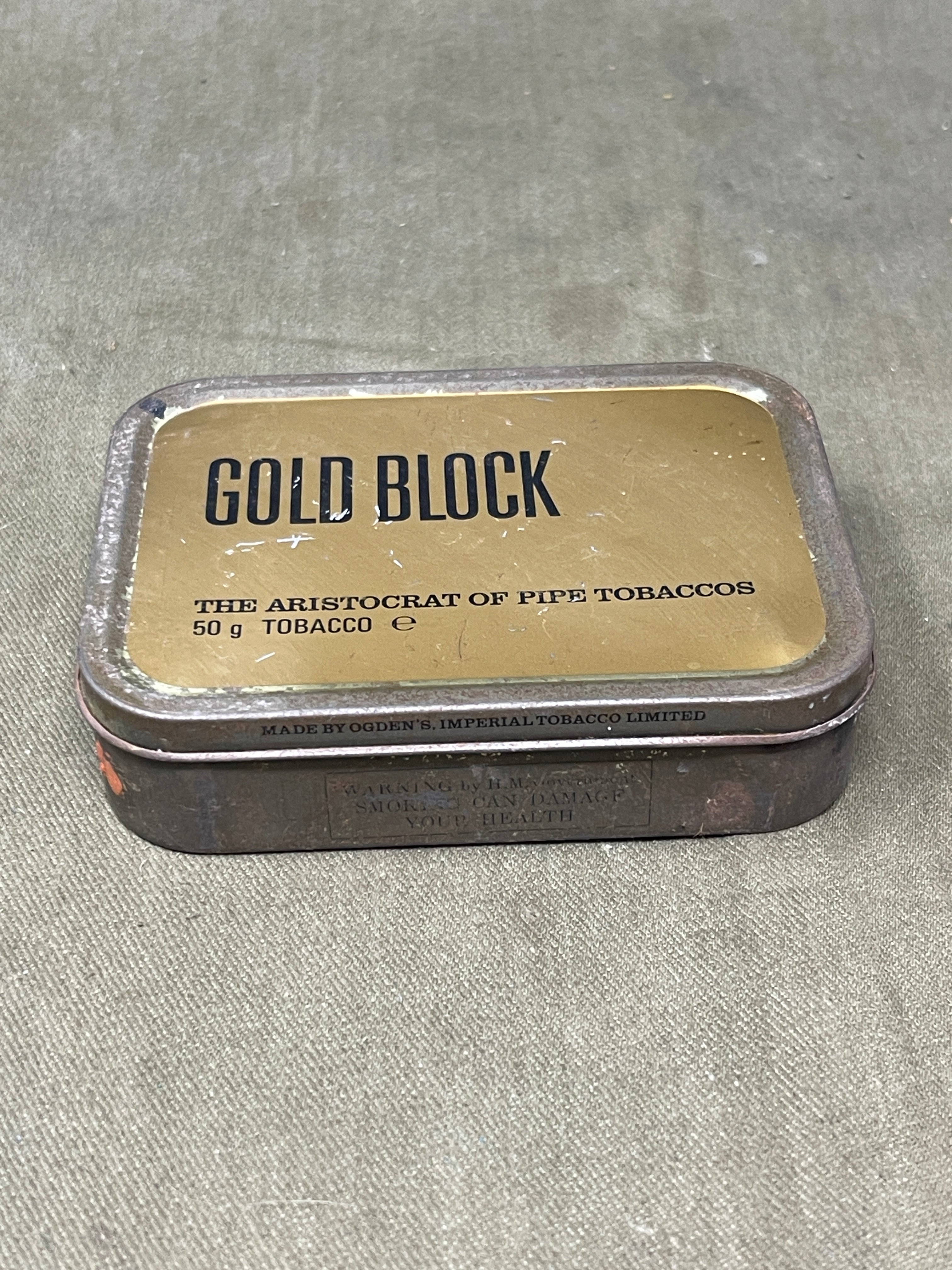 gold block tobacco tin Vintage Tin, Tin, Storage Container WW2 Canadian British GOLD BLOCK
