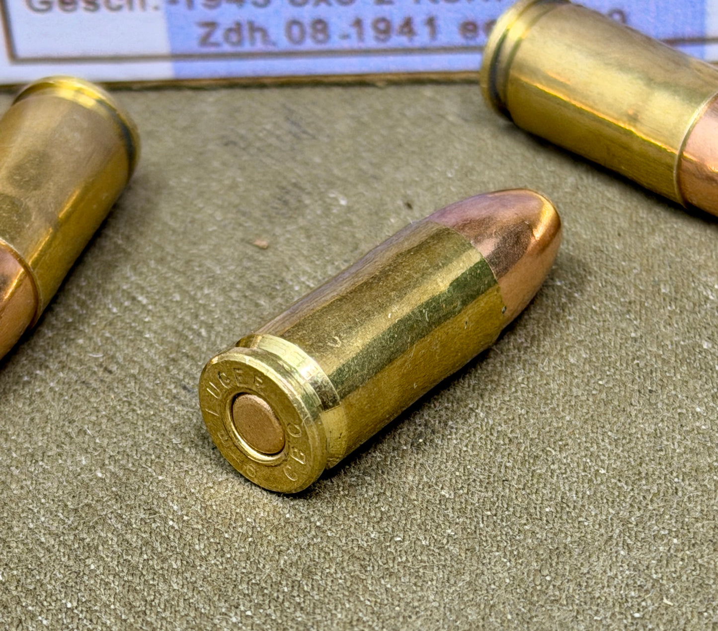 16 x INERT 9mm Luger Pistolenpatronen 08m E 1942 reproduction box