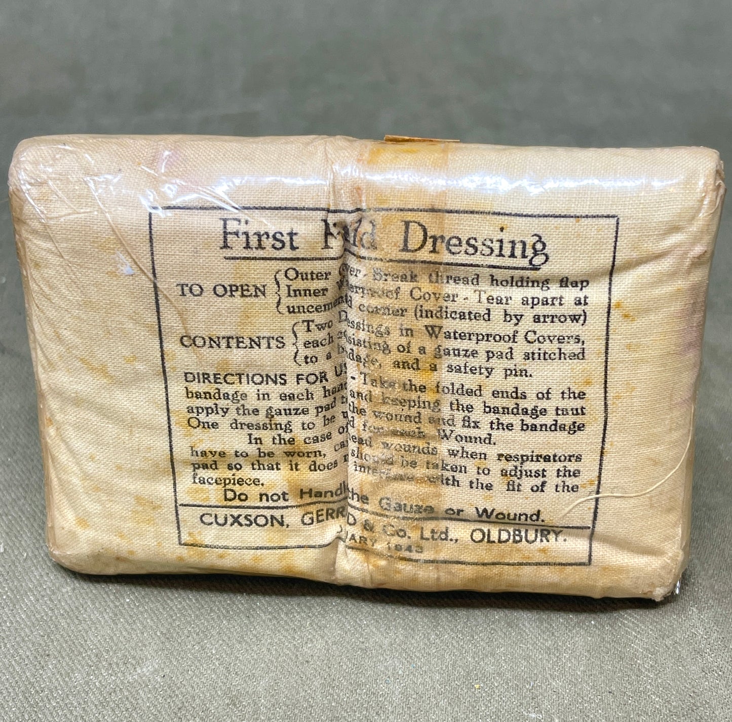British Army issue Shell Dressing dated 1939