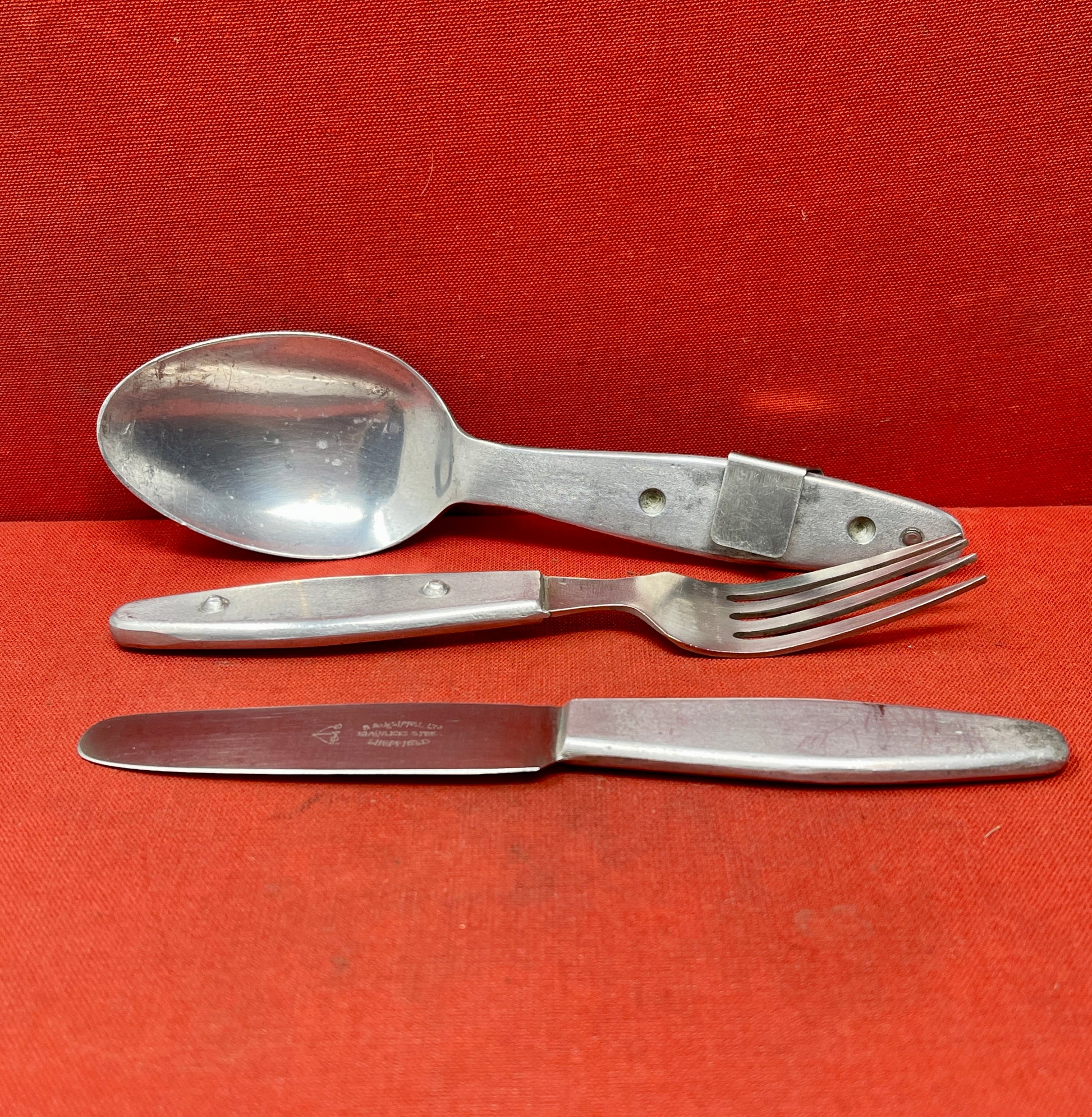 Knife, fork, and spoon set dated 1944 by S & J Sippel Ltd Sheffield