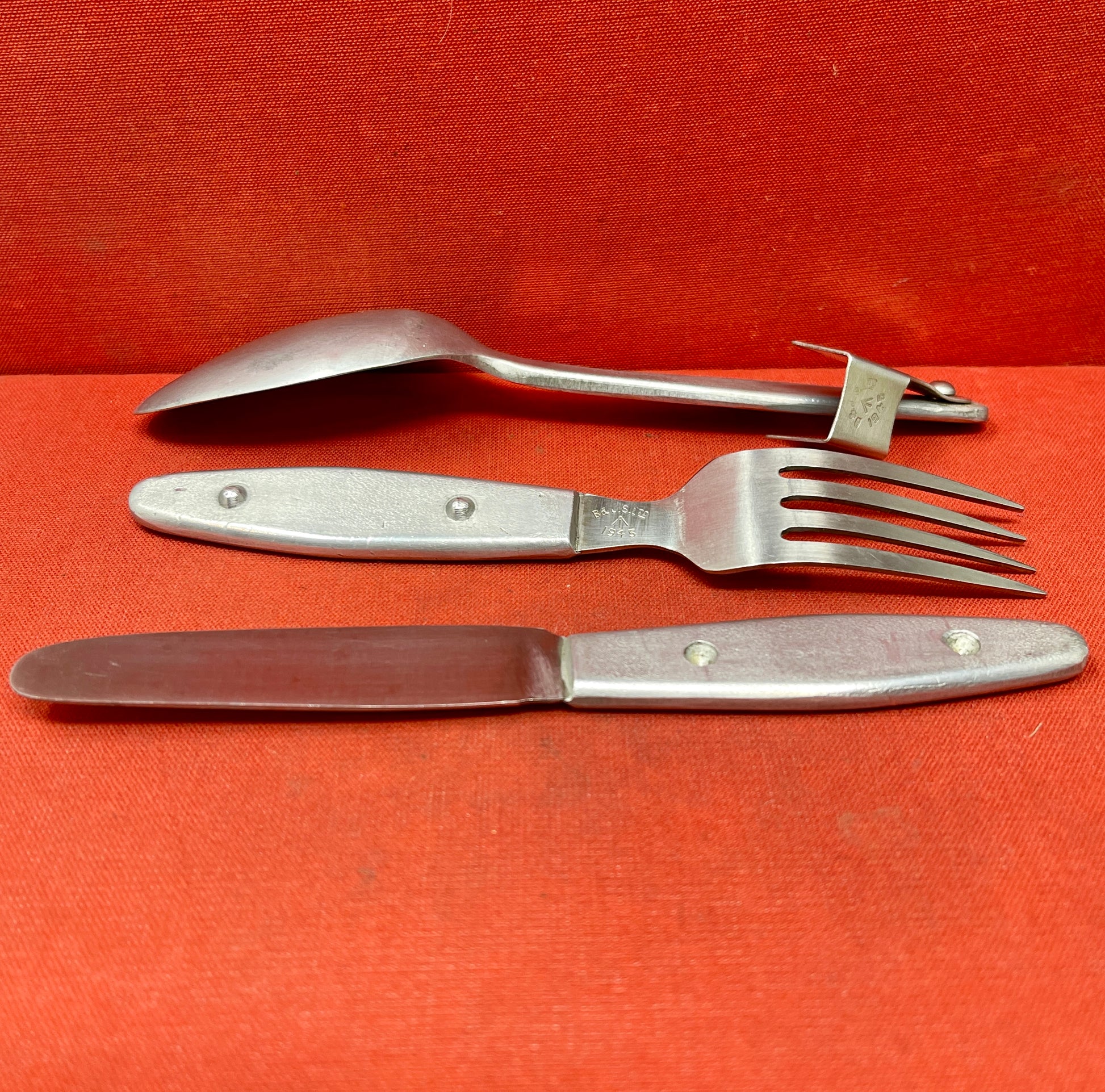 Knife, fork, and spoon set dated 1944 by S & J Sippel Ltd Sheffield