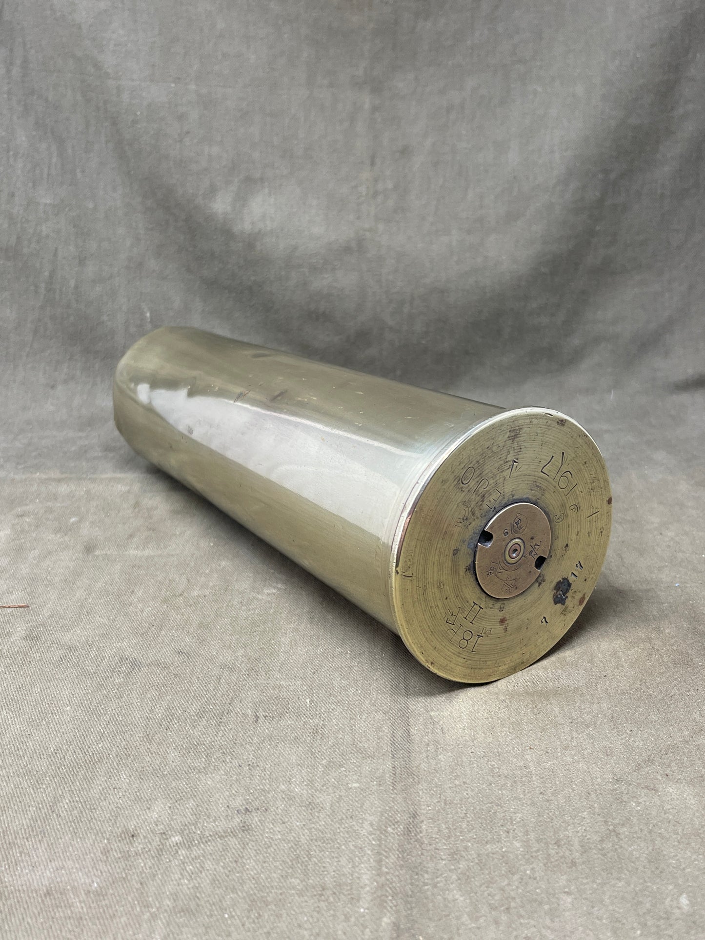WW1 18-Pounder Brass Cartridge Case for British QF 18-Pounder Gun (1917)