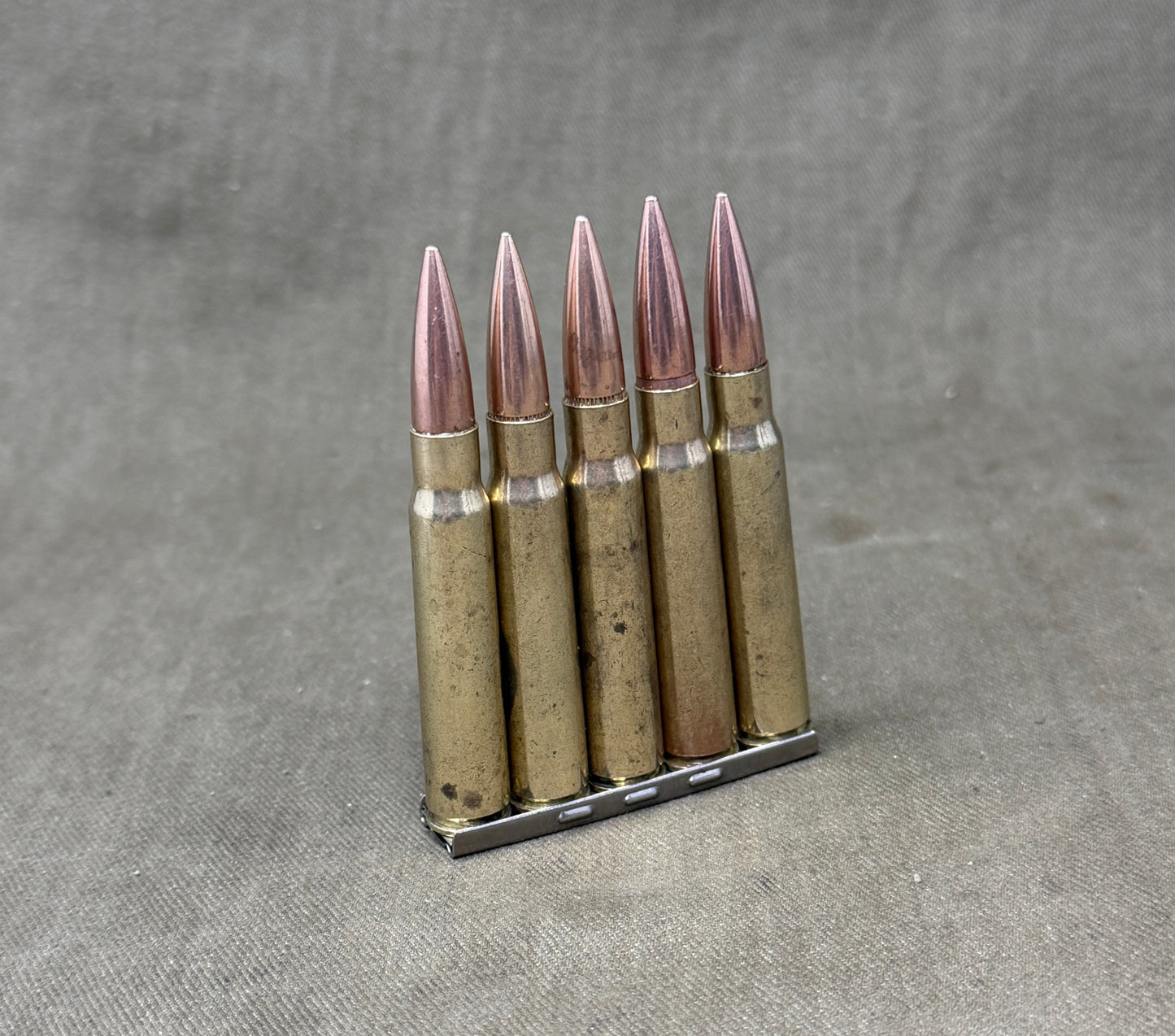 5 x Inert 7.92×57mm 1956 IDF Mauser Rounds on Original Stripper Clip – Deactivated Display Set