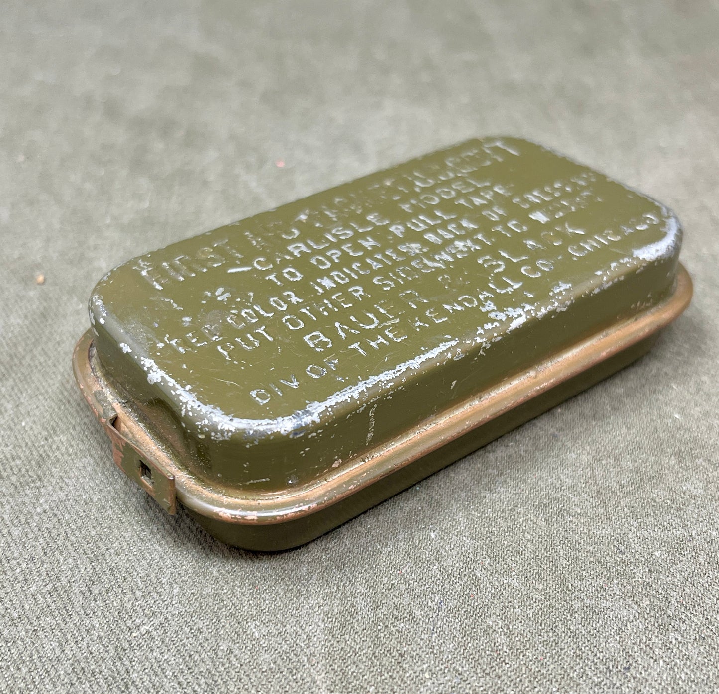 Olive Drab US Army Dressing First Aid Packet US Govt Carlisle Model by Bauer & Black Div of The Kendall Co Chicago