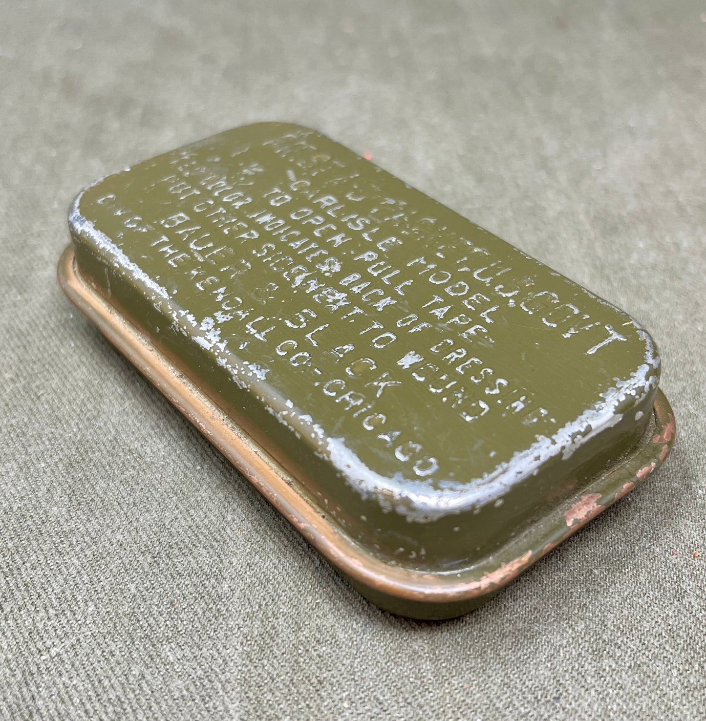 Olive Drab US Army Dressing First Aid Packet US Govt Carlisle Model by Bauer & Black Div of The Kendall Co Chicago