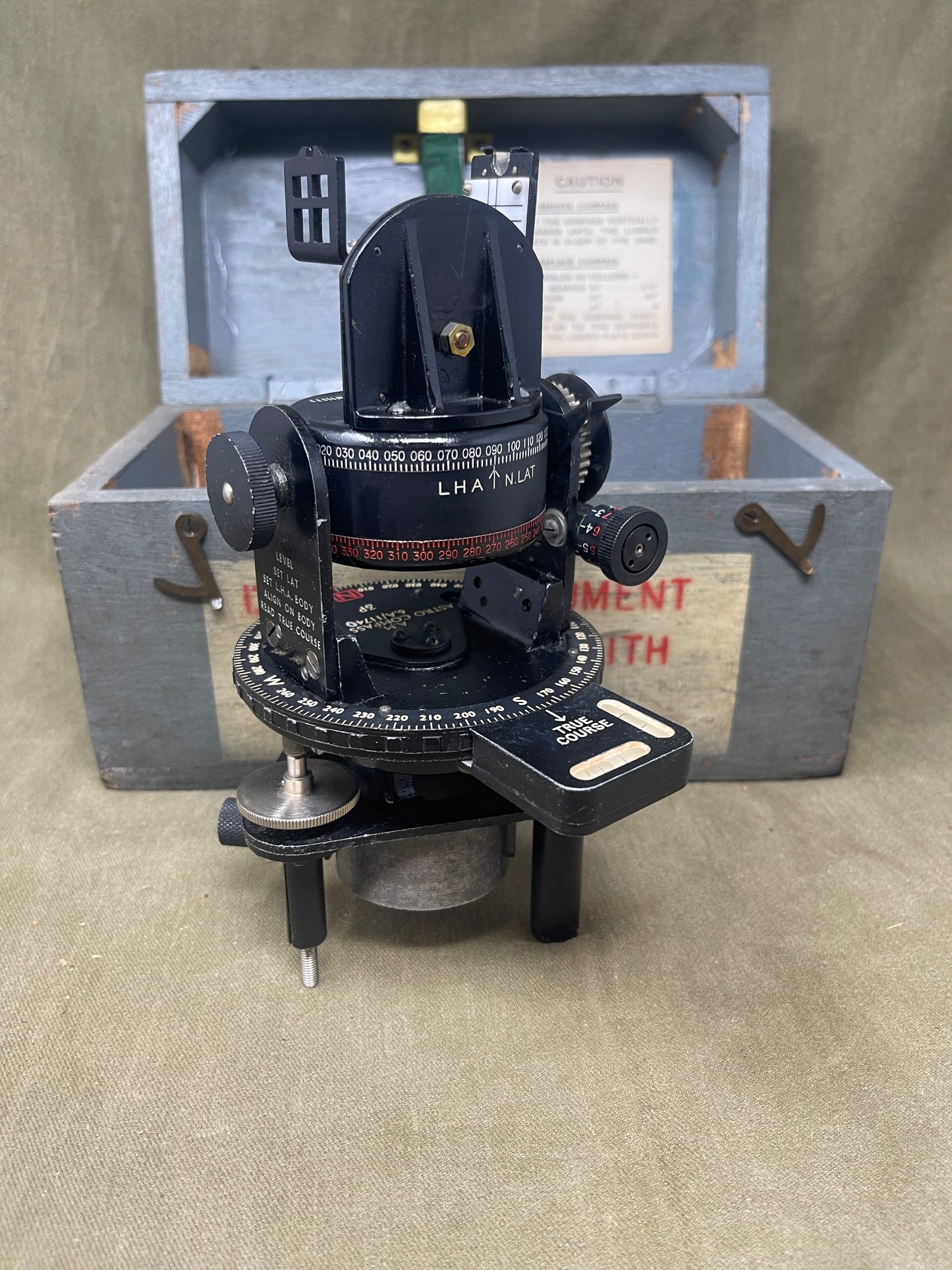 Royal Air Force Original British WWII RAF Bomber Bubble Sextant Mark IX in Bakelite Wall-mounted Case