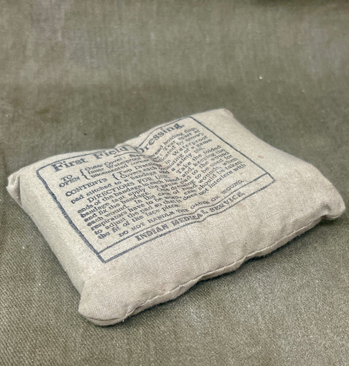 Original WWII Indian First Field Dressing – Indian Medical Service – Unopened Wartime Issue