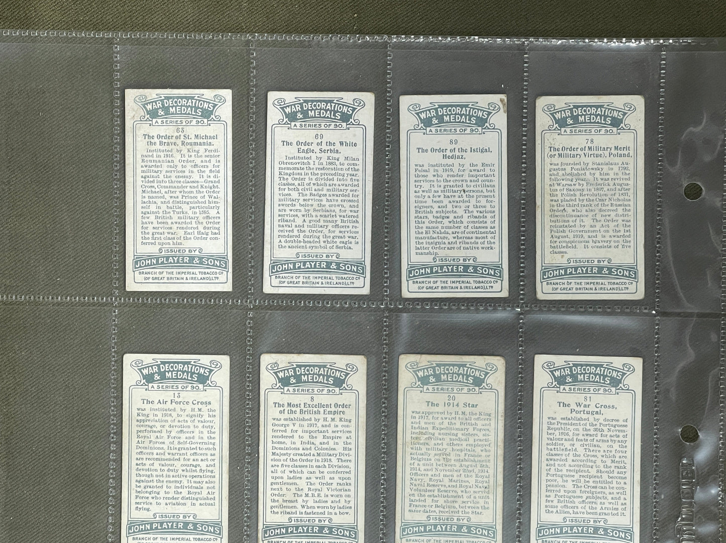 John Player & Sons War Decorations & Medals