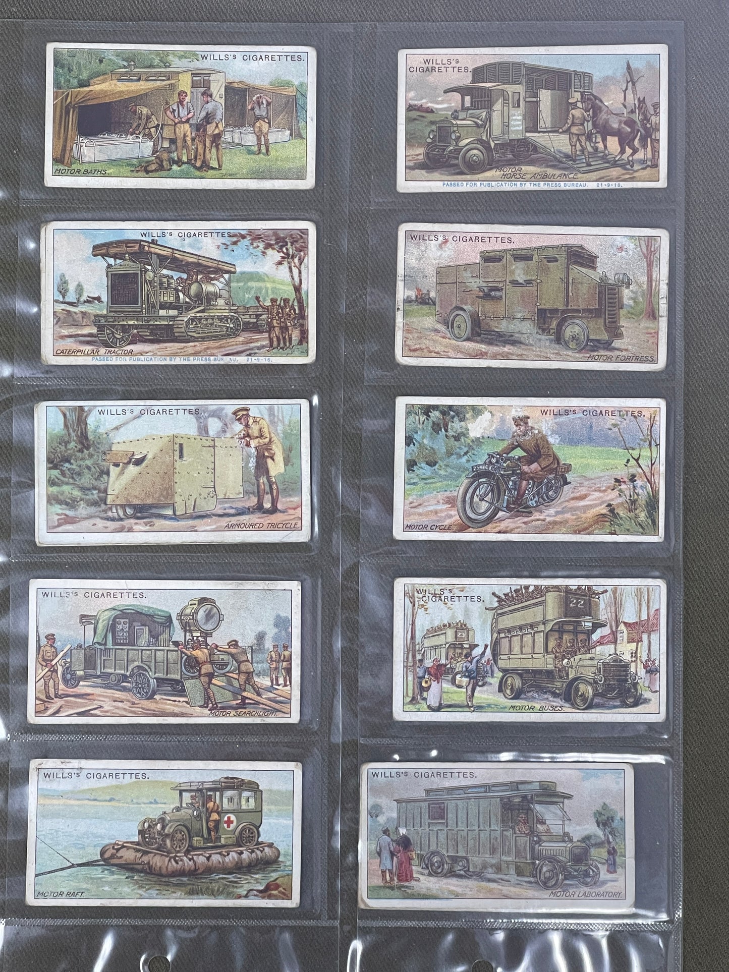 History with WD & HO Wills Military Vehicles 1917 Cigarette Cards