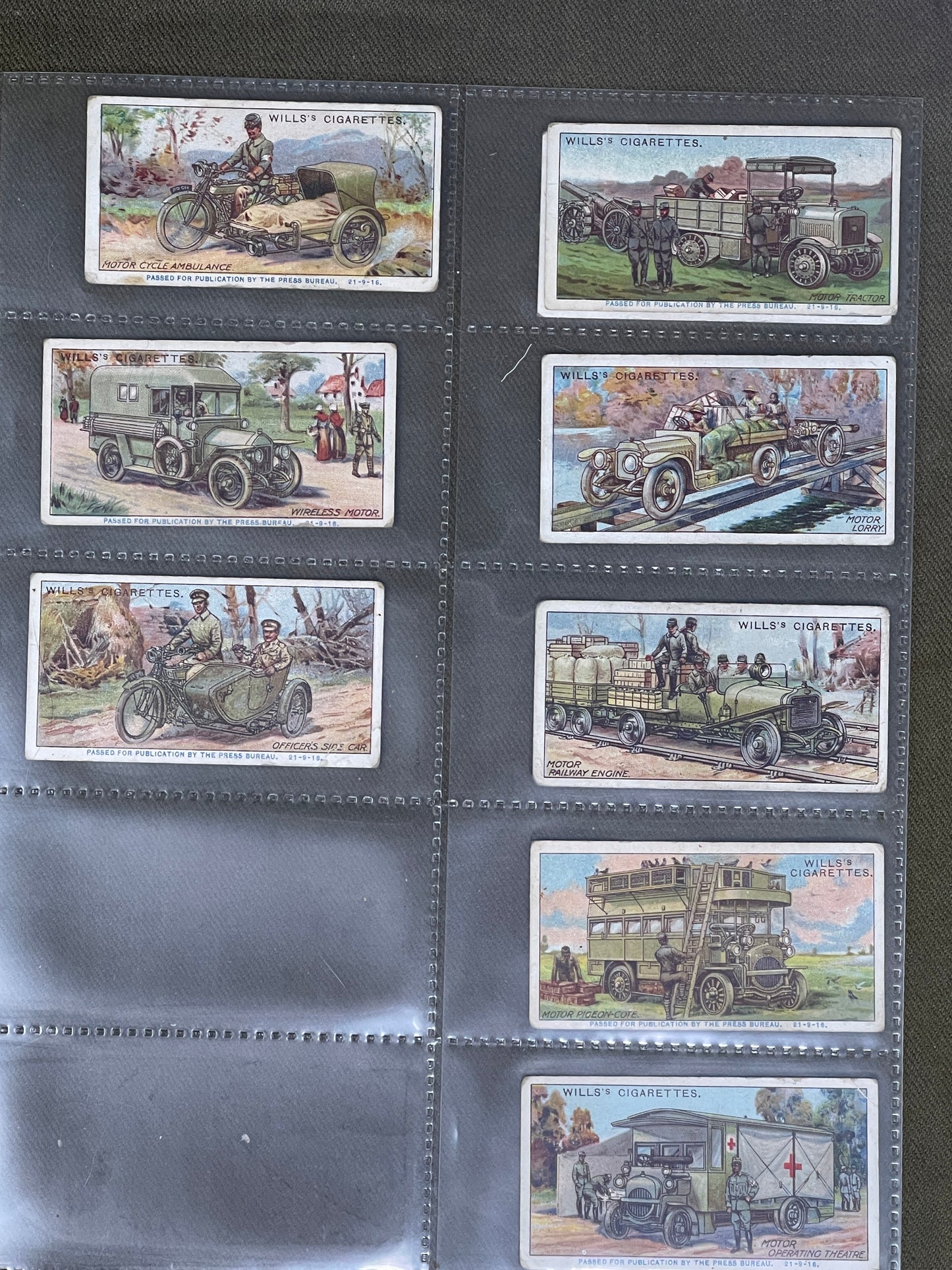 History with WD & HO Wills Military Vehicles 1917 Cigarette Cards