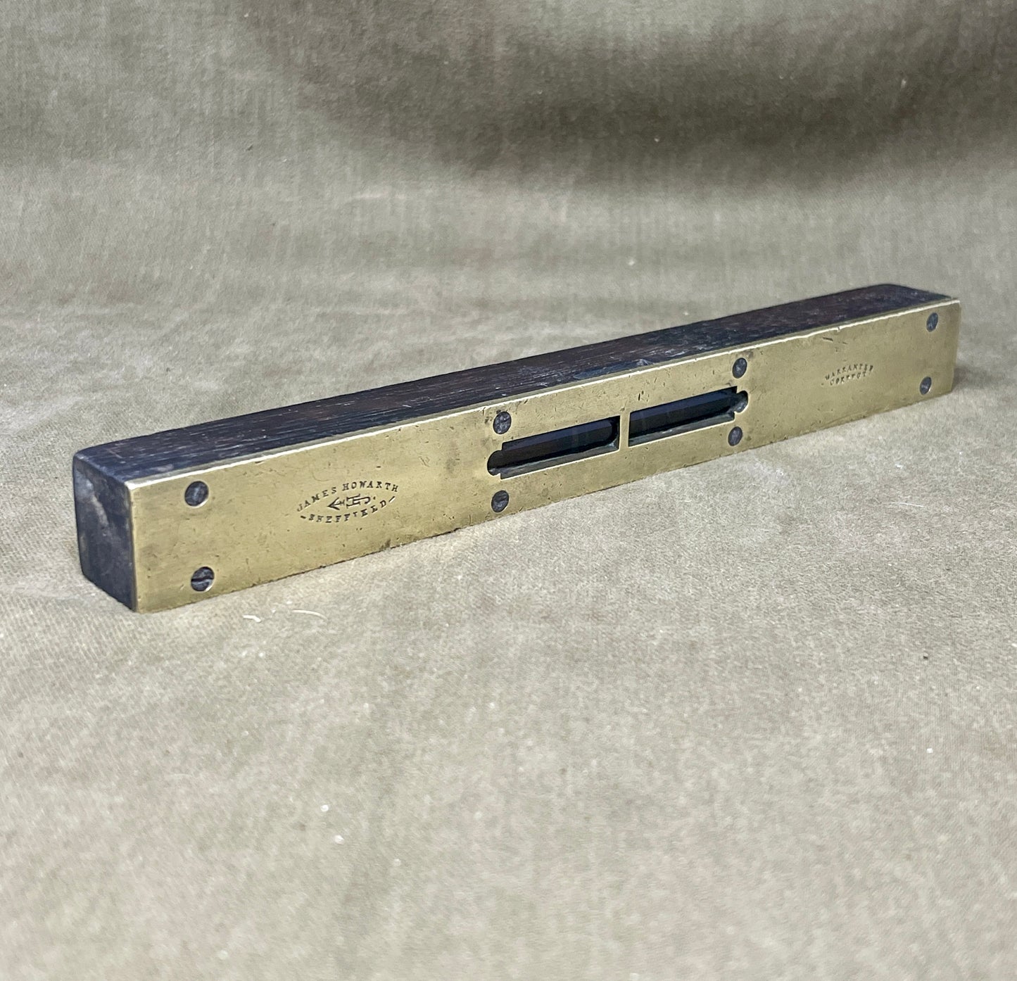 James Howarth Sheffield Brass Spirit Level – Vintage Carpenter’s Tool