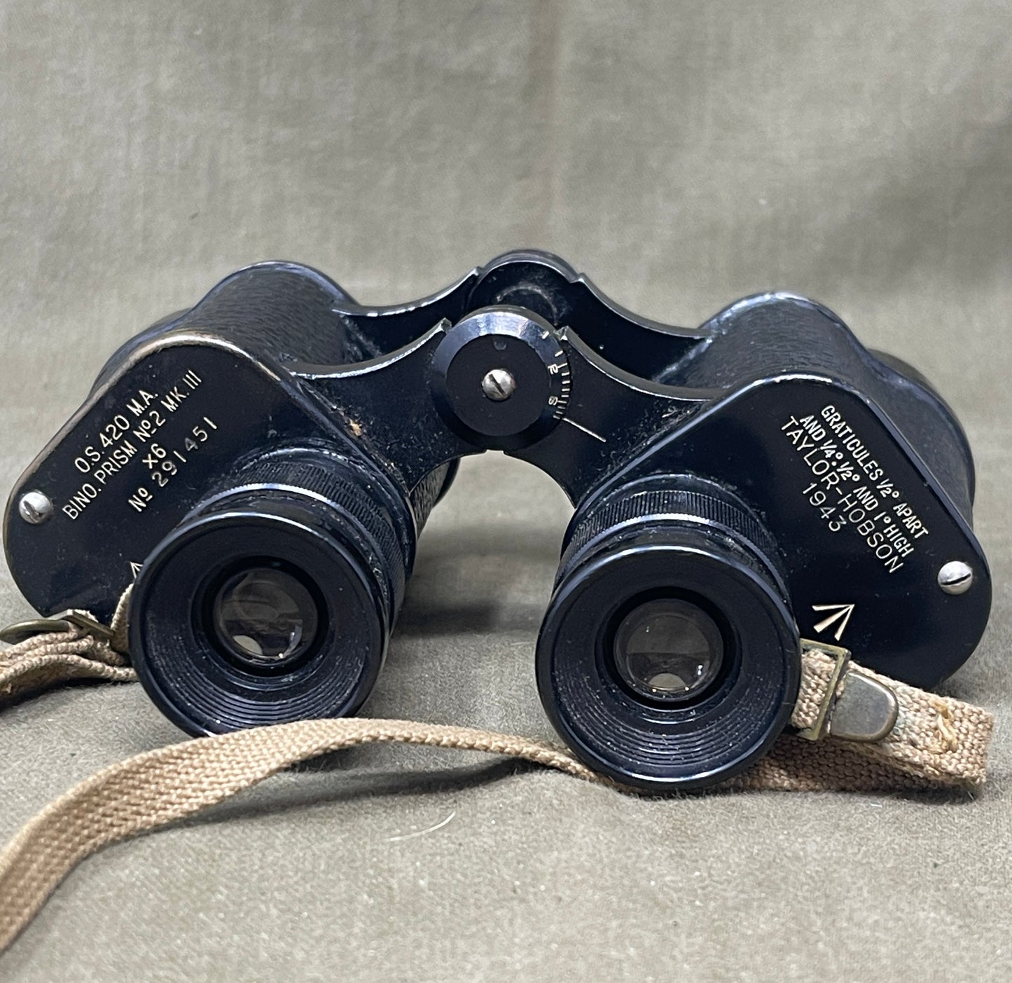 1943 British Binoculars Prism No.2 Mk III x6 – Taylor & Hobson with 1944 Jungle Case