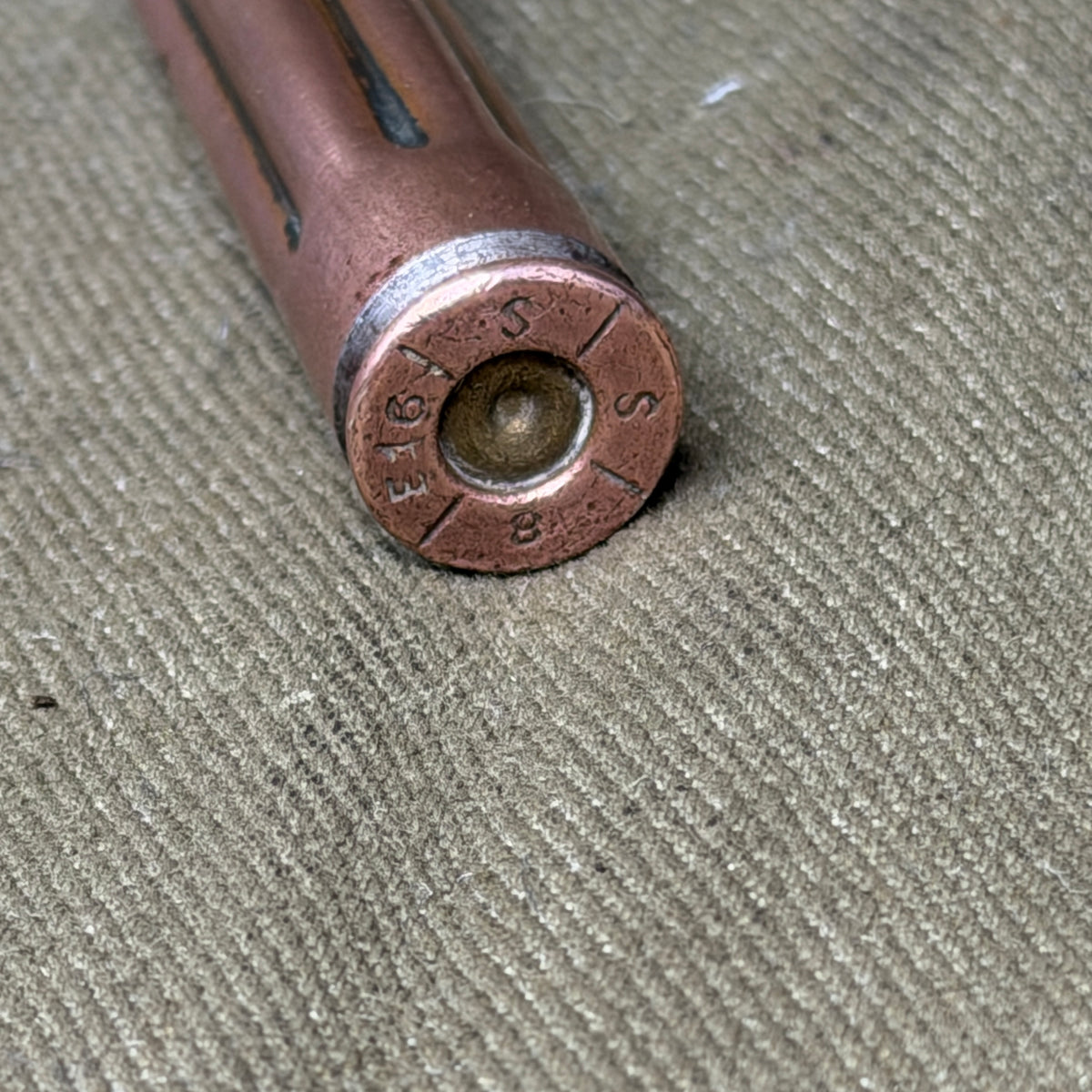 Original WW1 German 7.92mm Mauser Fluted Drill Cartridge – Spandau – August 1916 – Inert