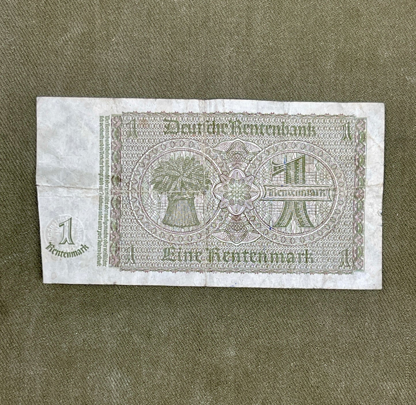 Rentenmark Berlin 30 January 1937 German Banknote