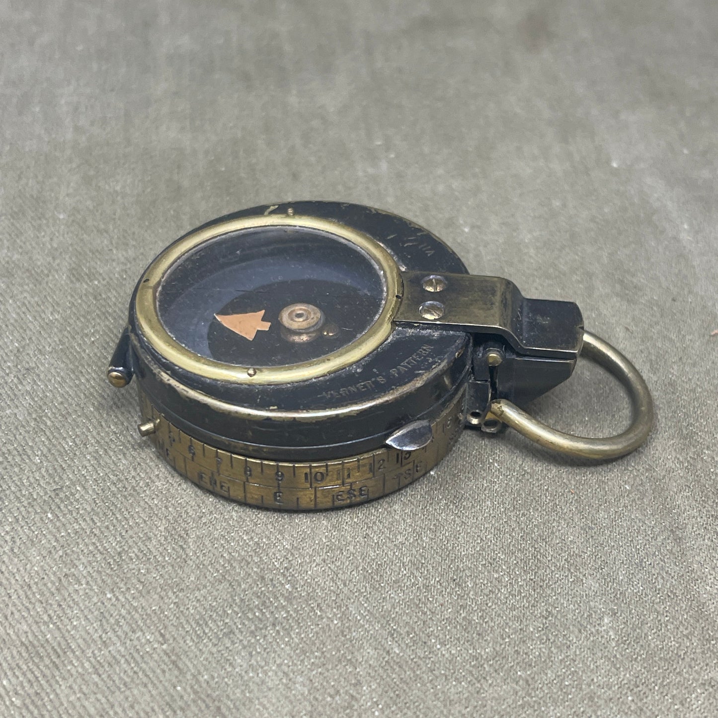 WWI British Verners Patent Marching Compass by Wright Ltd Dated 1916