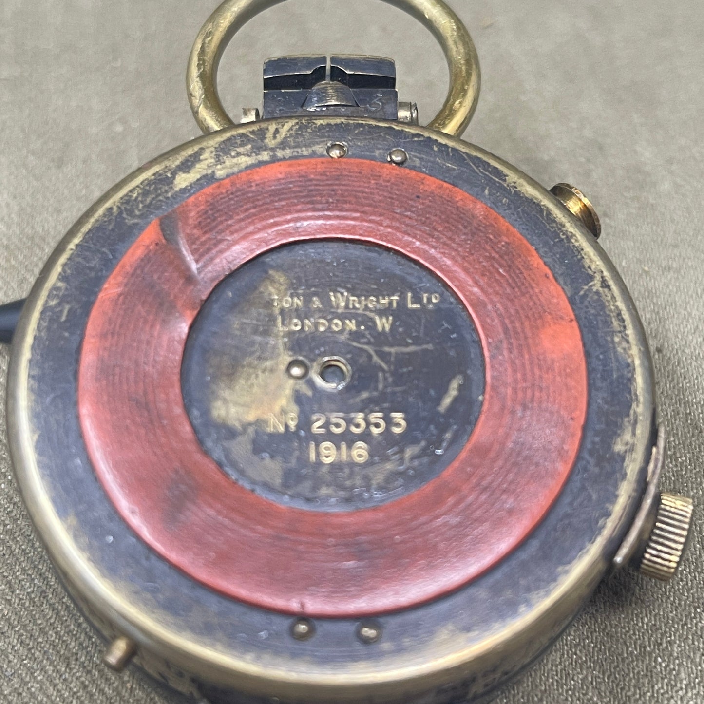 WWI British Verners Patent Marching Compass by Wright Ltd Dated 1916