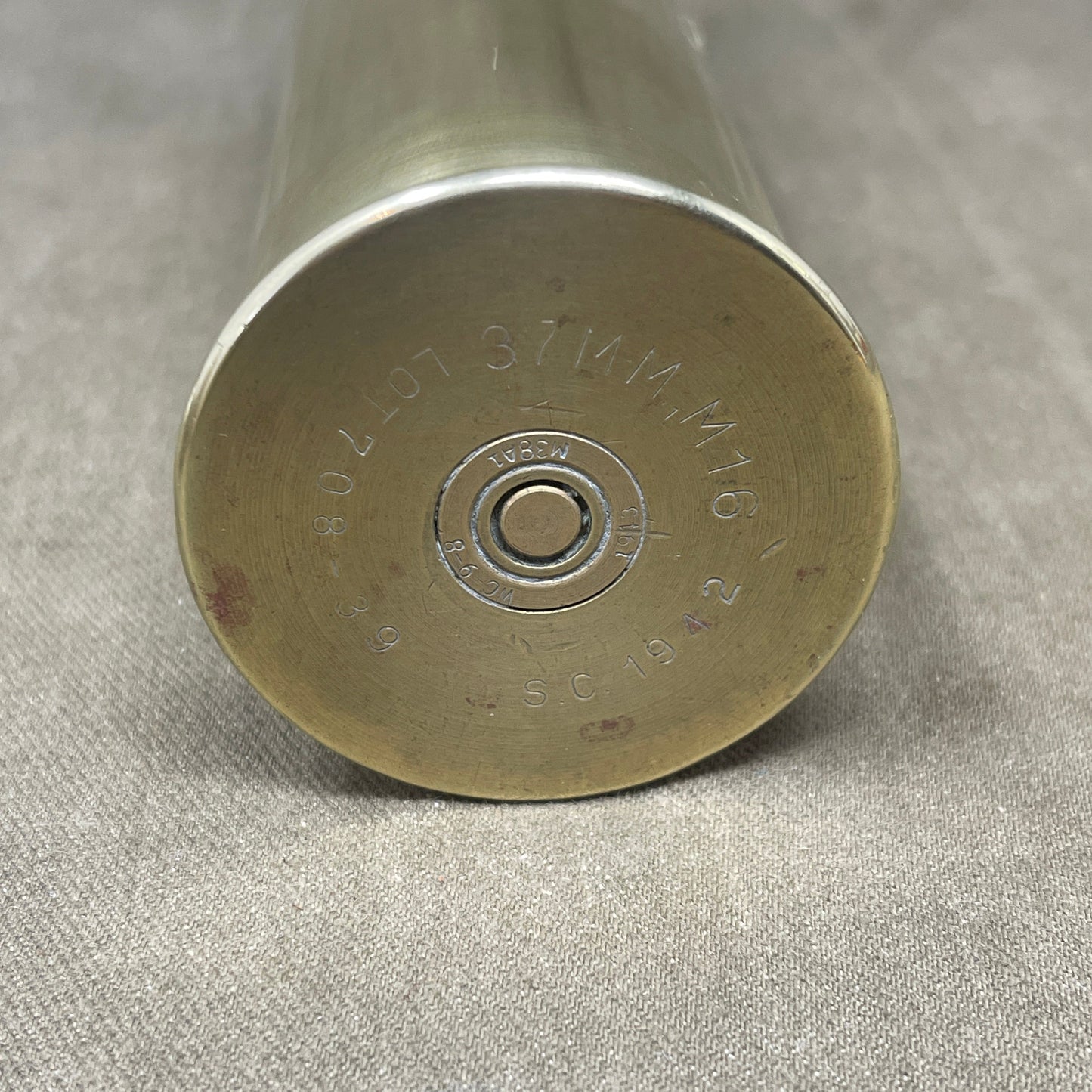 US Army WW2 37MM M16 Brass Cartridge Case : 1942