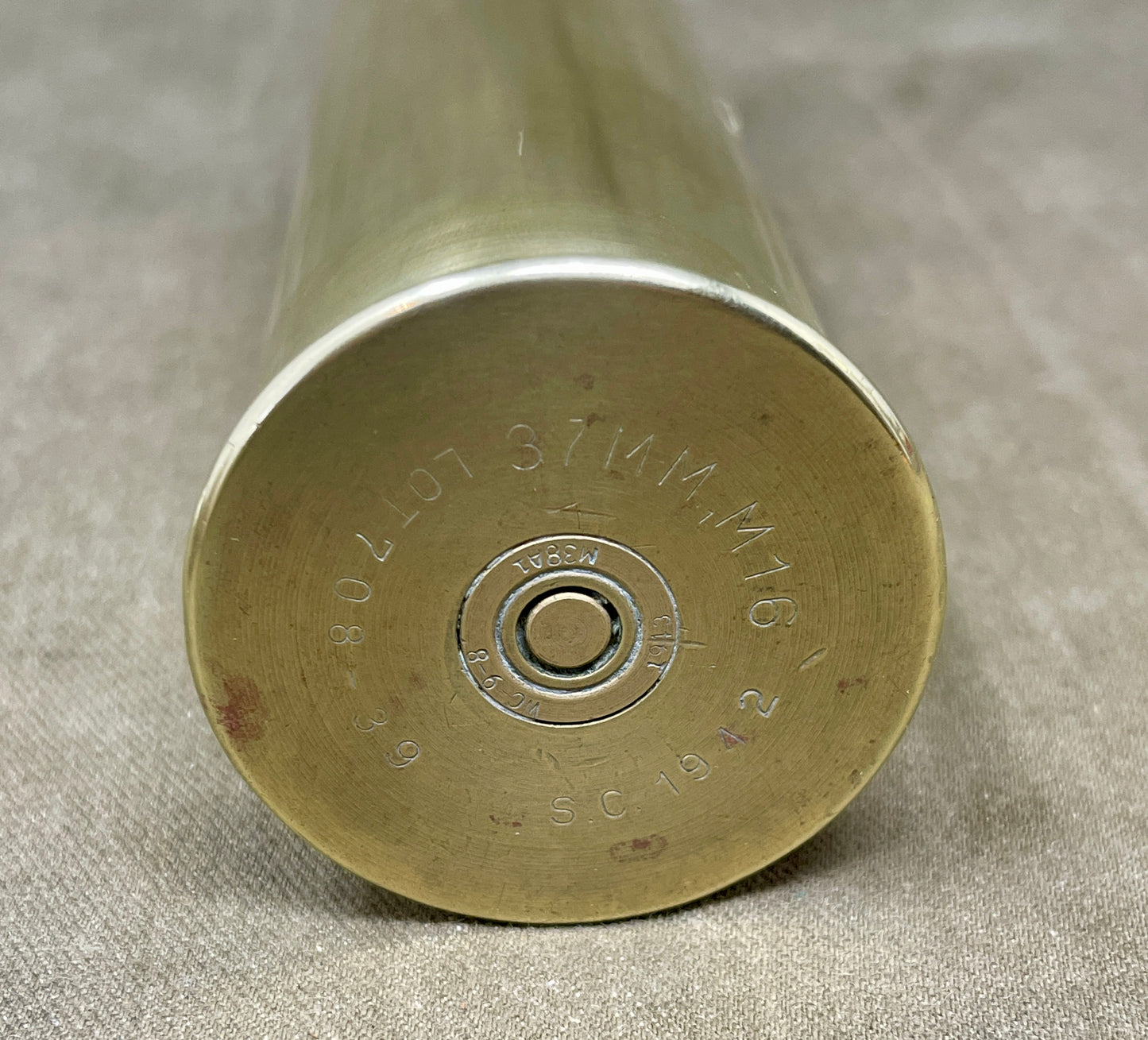 US Army WW2 37MM M16 Brass Cartridge Case : 1942