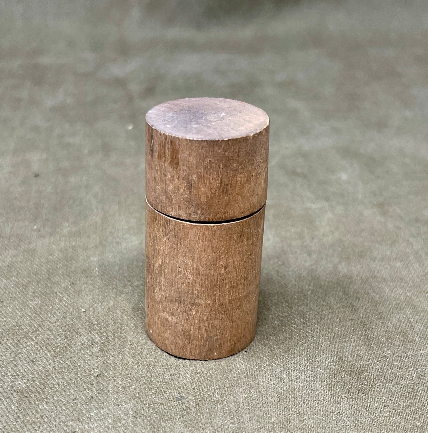 Vintage Wooden Medicine Container with Glass Vial & Cork – Excellent Condition