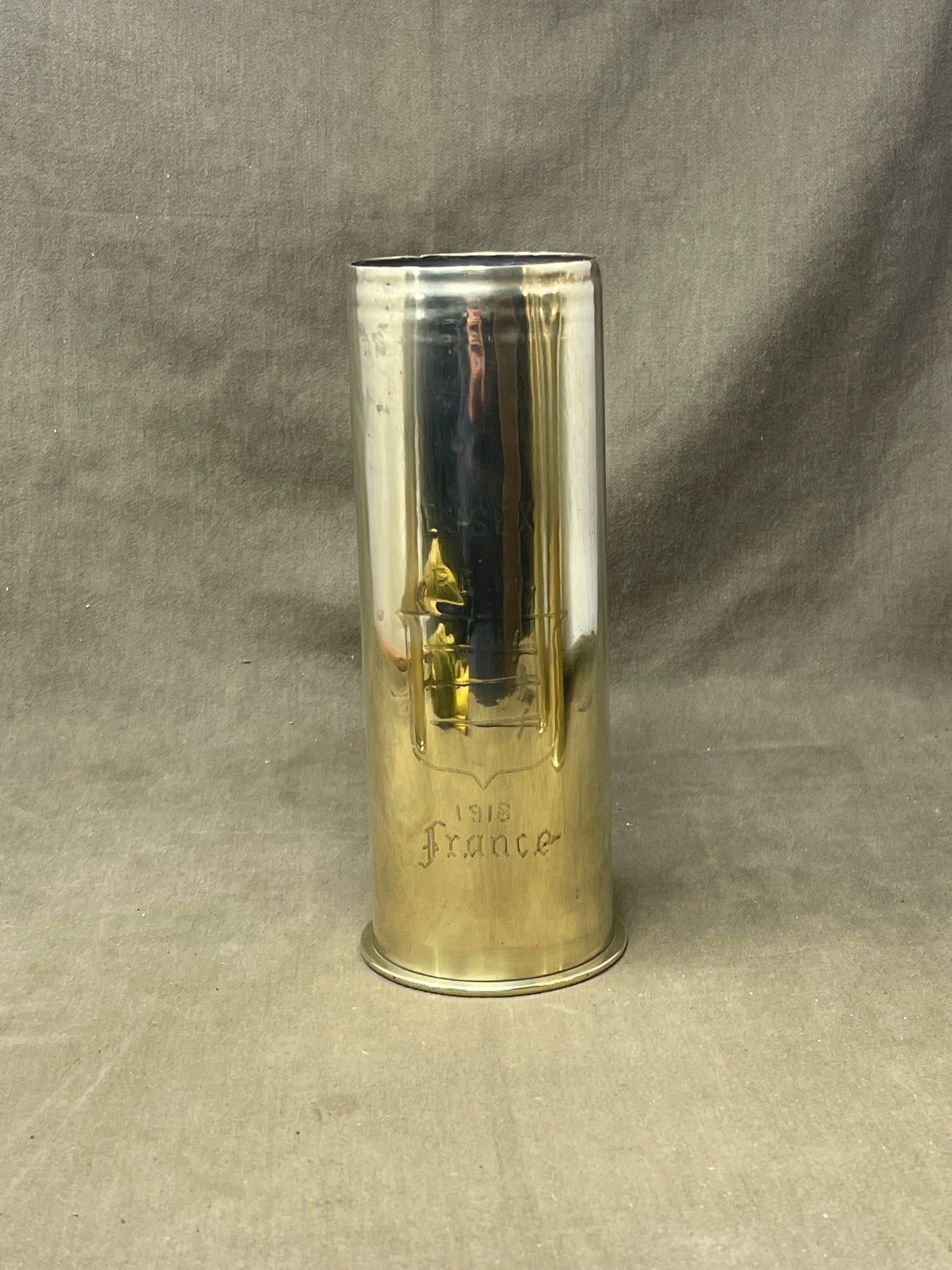 German WW1 Brass 75mm Cartridge Case Dated Juni 1915 Karlsruhe Patronenfabrik Brass Cartridge Case