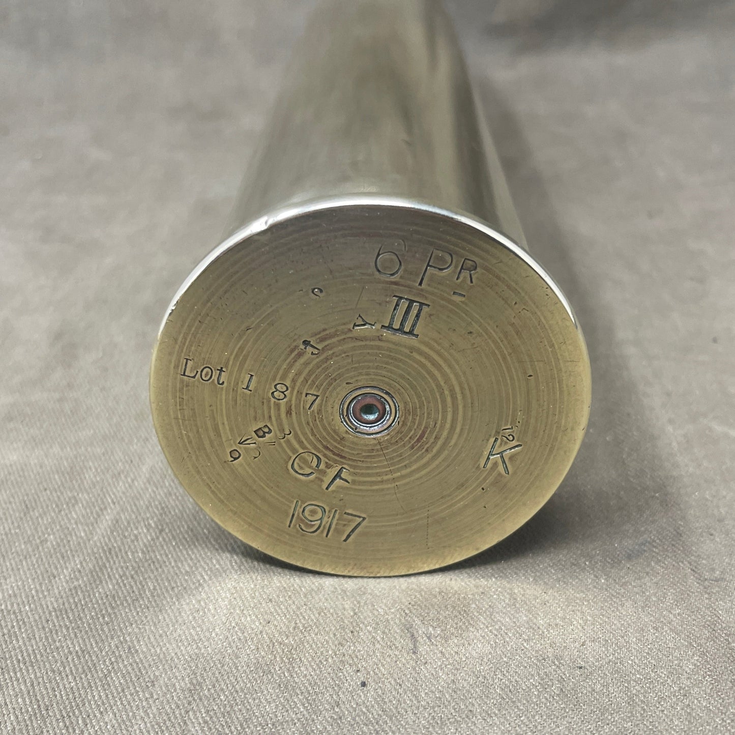 British 6Pdr MKIII Brass Shell Case Dated 1917 Made By Kynoch