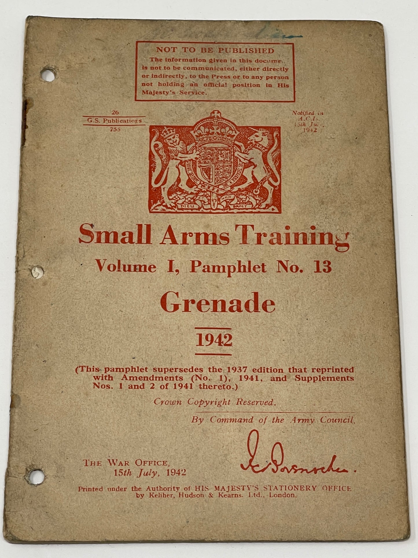 Pamphlet No 13 Grenade Fast & Secure UK Shipping | TJ's Militaria