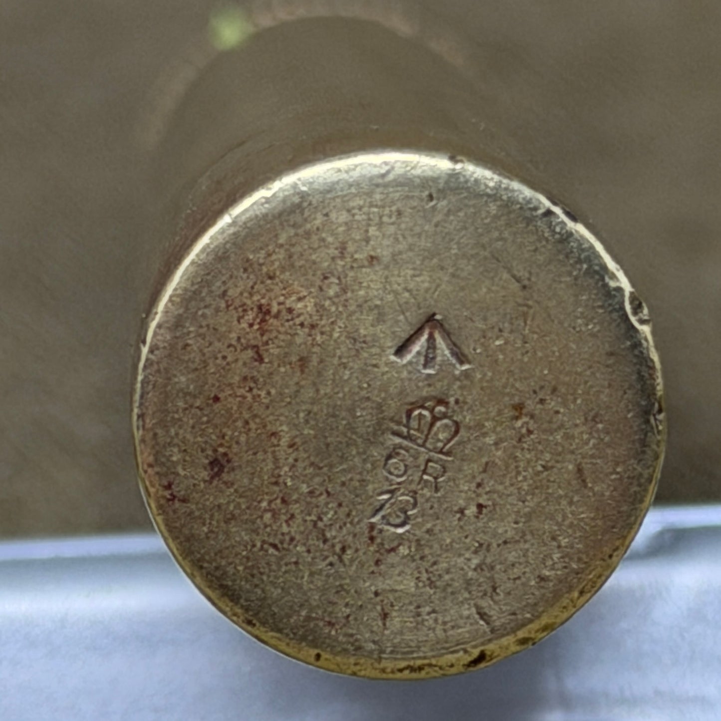 Original British Army Mk IV Lee-Enfield Brass Rifle Oil Bottle – Complete with Applicator – Broad Arrow & Crown/62/B Inspection Mark – c.1906–1925