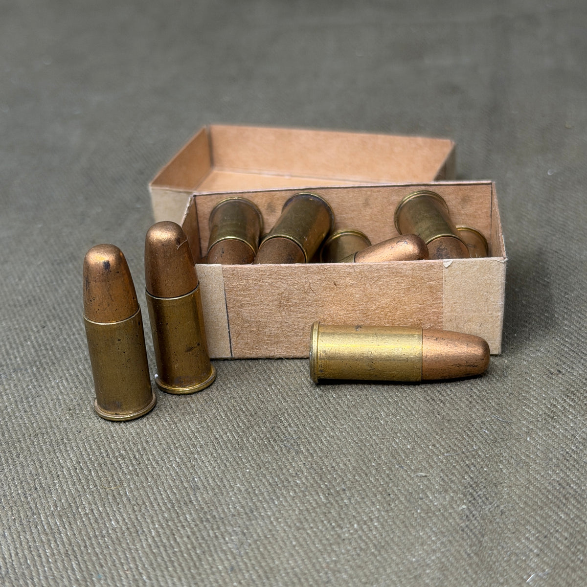 12 x .380 INERT British Webley Revolver Brass Cartridges Boxed