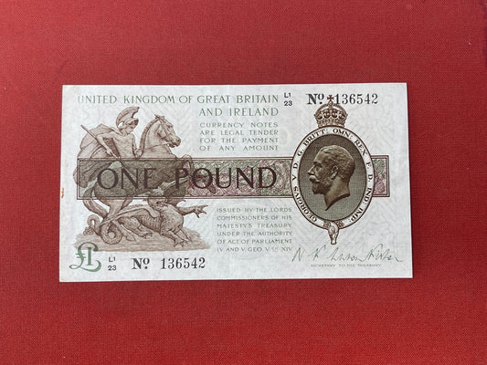 Warren Fisher: Treasury Note, 1 Pound, (1923), P1/23/136542, (Duggleby; T312, GF