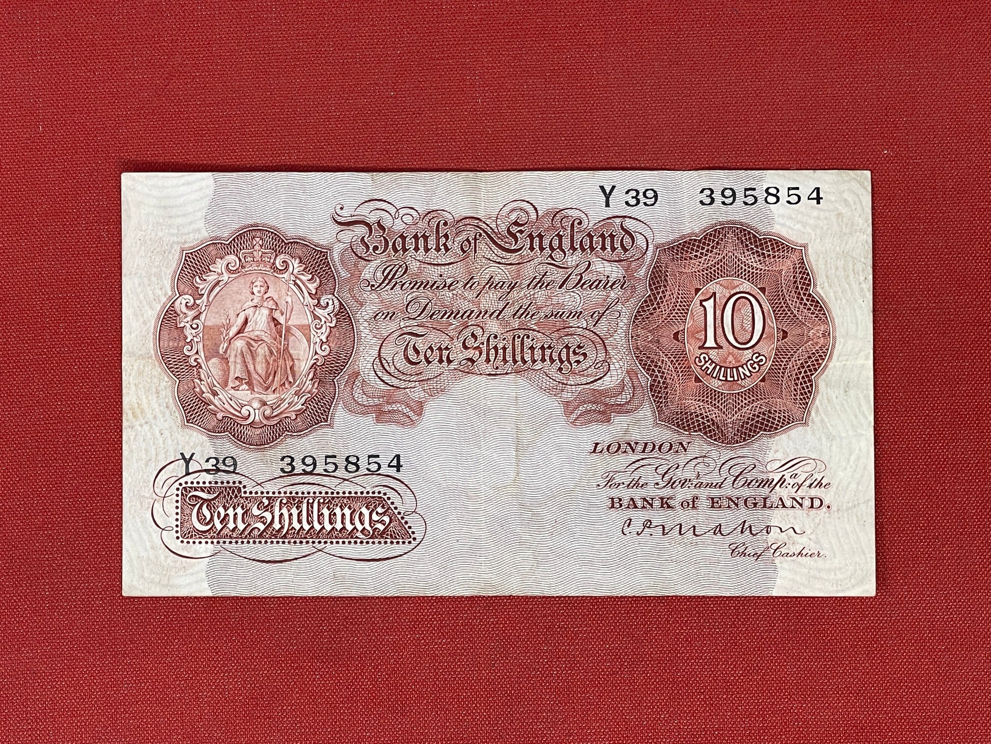 B.G. Catterns, 10 Shilling, L34 498971 ( Dugg. B.223 ) Series "A" Britannia Issue 15th July 1930