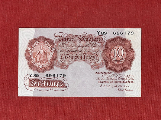 C.P. Mahon, 10 Shilling, Y89 696179 ( Dugg. B.210 ) Series "A" Britannia Issue November 1928