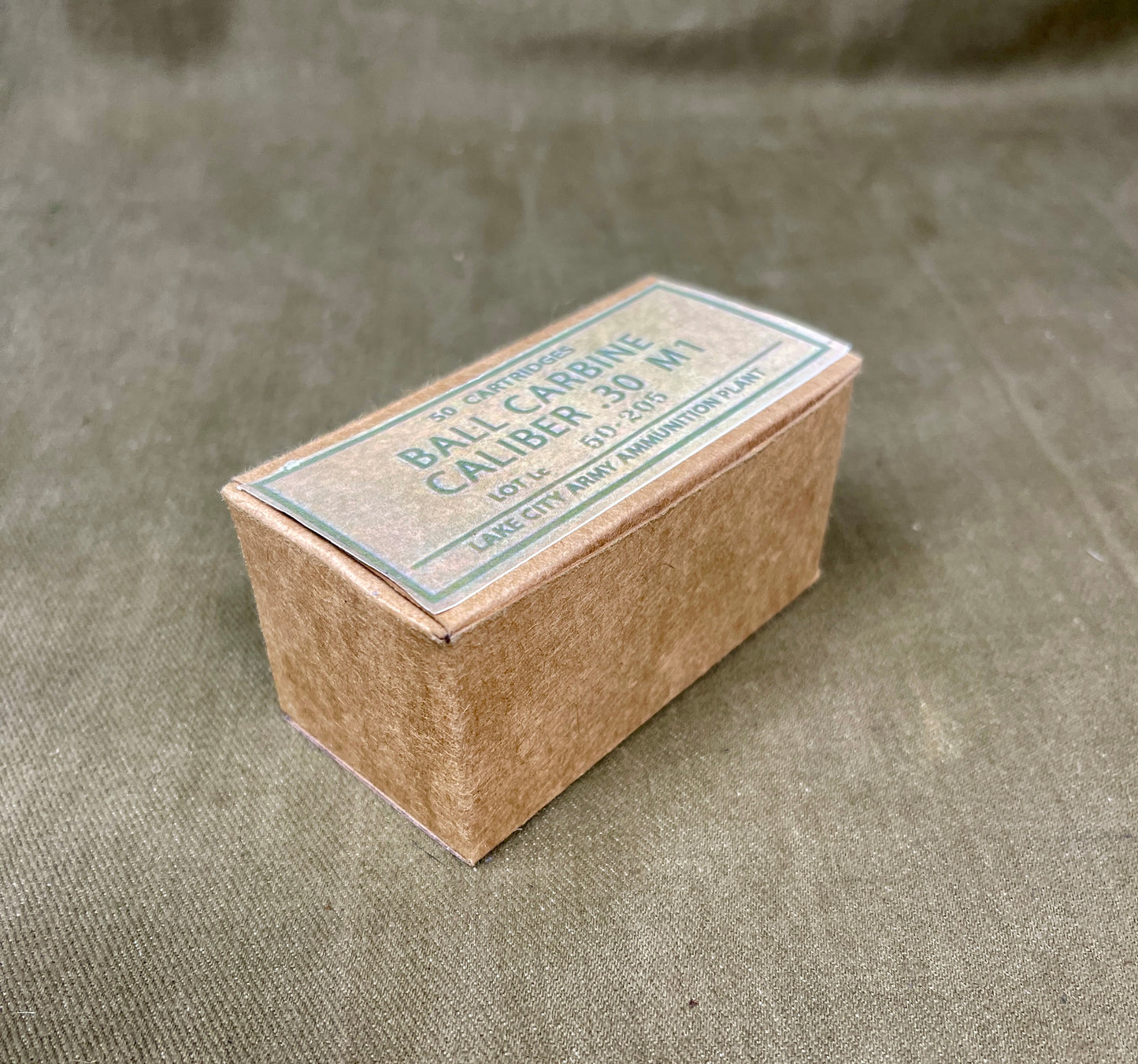 Reproduction WWII-Era Box — 50 INERT .30 M1 Ball Carbine Cartridges