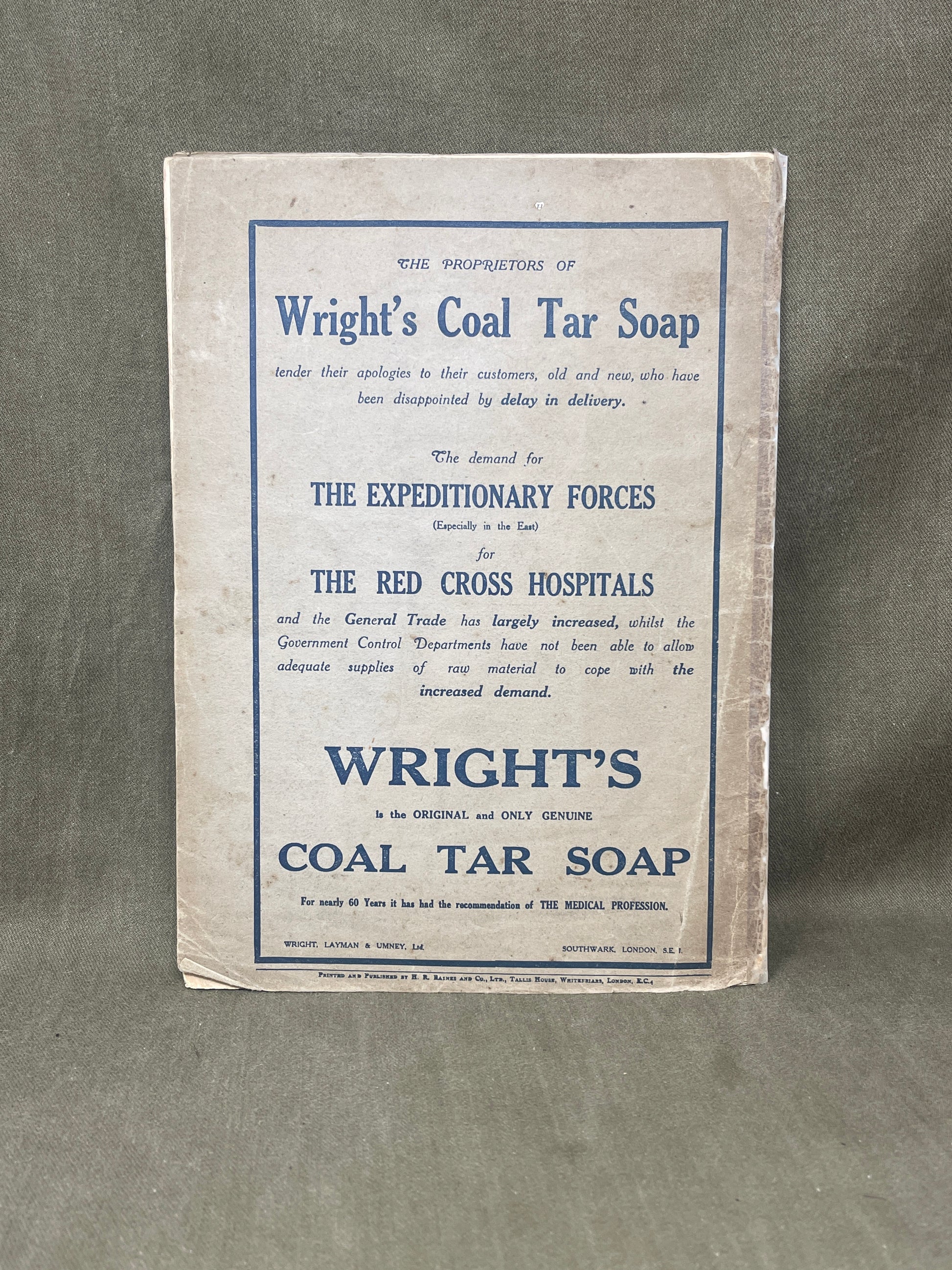 Wright's Coal Tar Soap packaging on a gray background