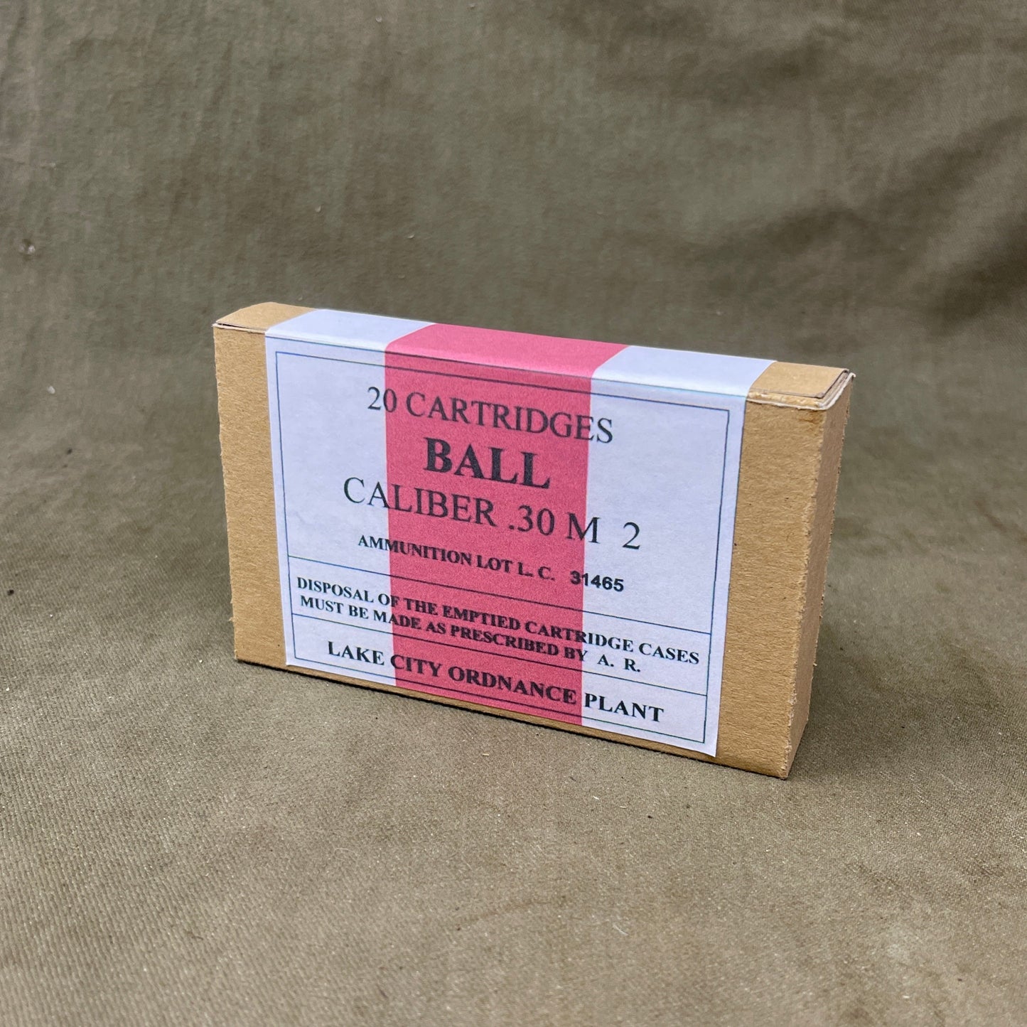 WWII .30-06 Ball Cartridge .30 M2 Ammo Box Reproduction