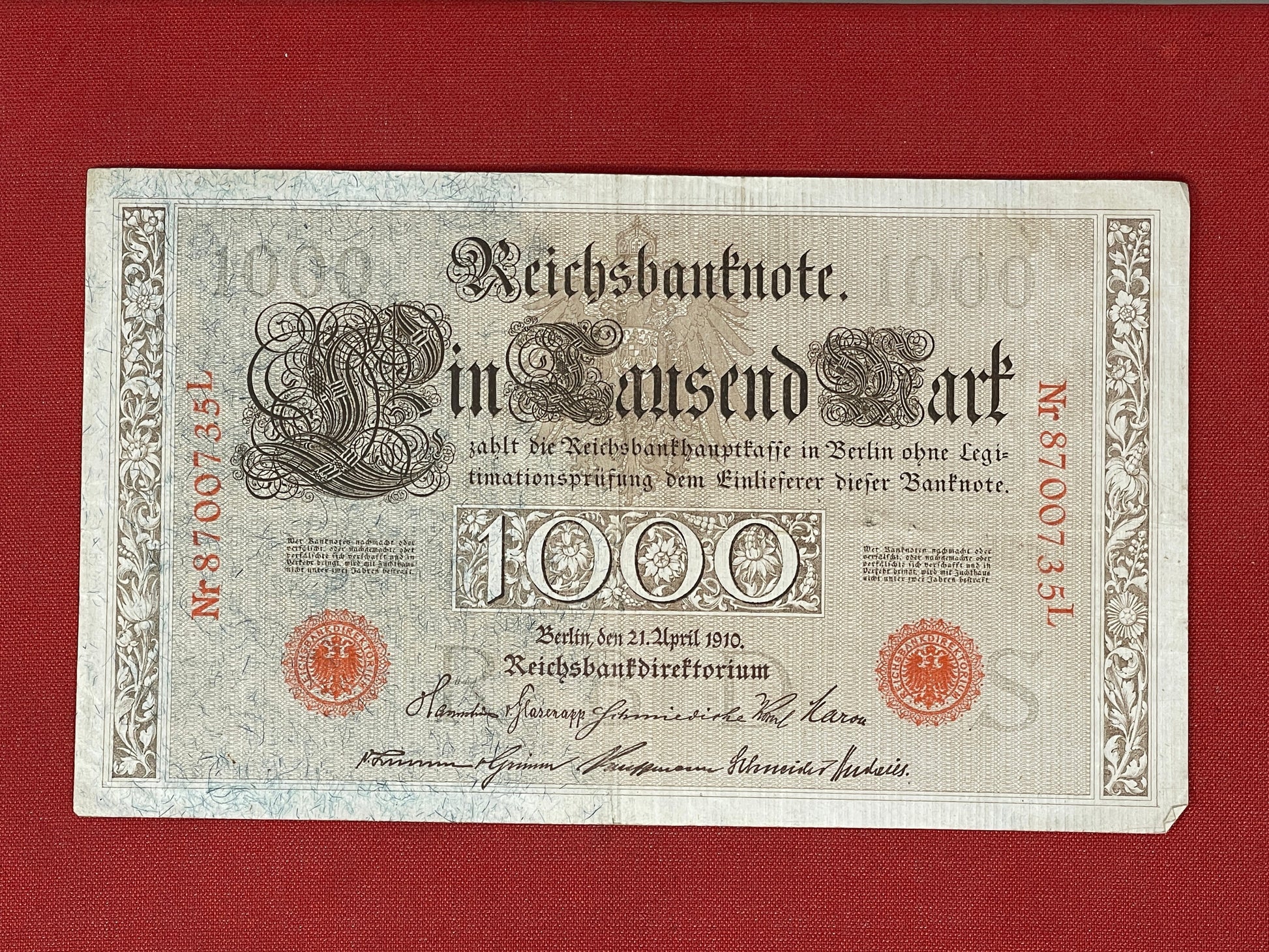 Banknote Germany 1000 Reichsbanknote  - Red seal - 1910