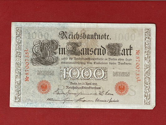 Banknote Germany 1000 Reichsbanknote  - Red seal - 1910