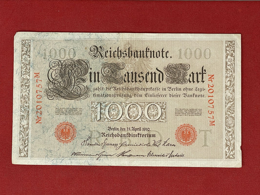 Banknote Germany 1000 Reichsbanknote  - Red seal - 1910