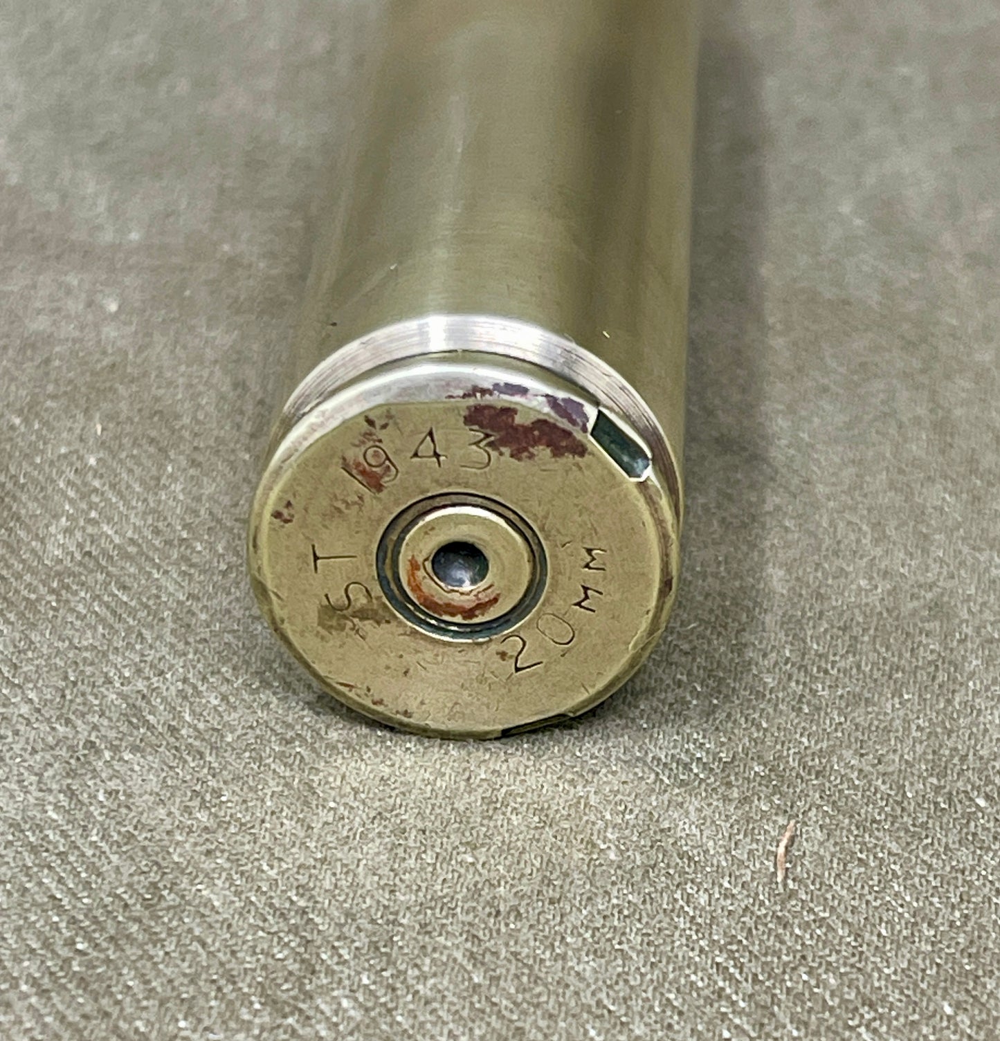 WWII 20mm Shell Cases – ST 1943 & BMARC 1940 Dated Pair | Original British Ordnance