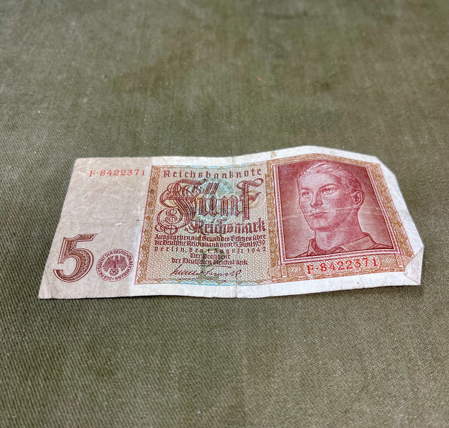 Selection of German WW2 1942 Dated 5 Reichsmark Reichsbanknote – Original WWII Currency