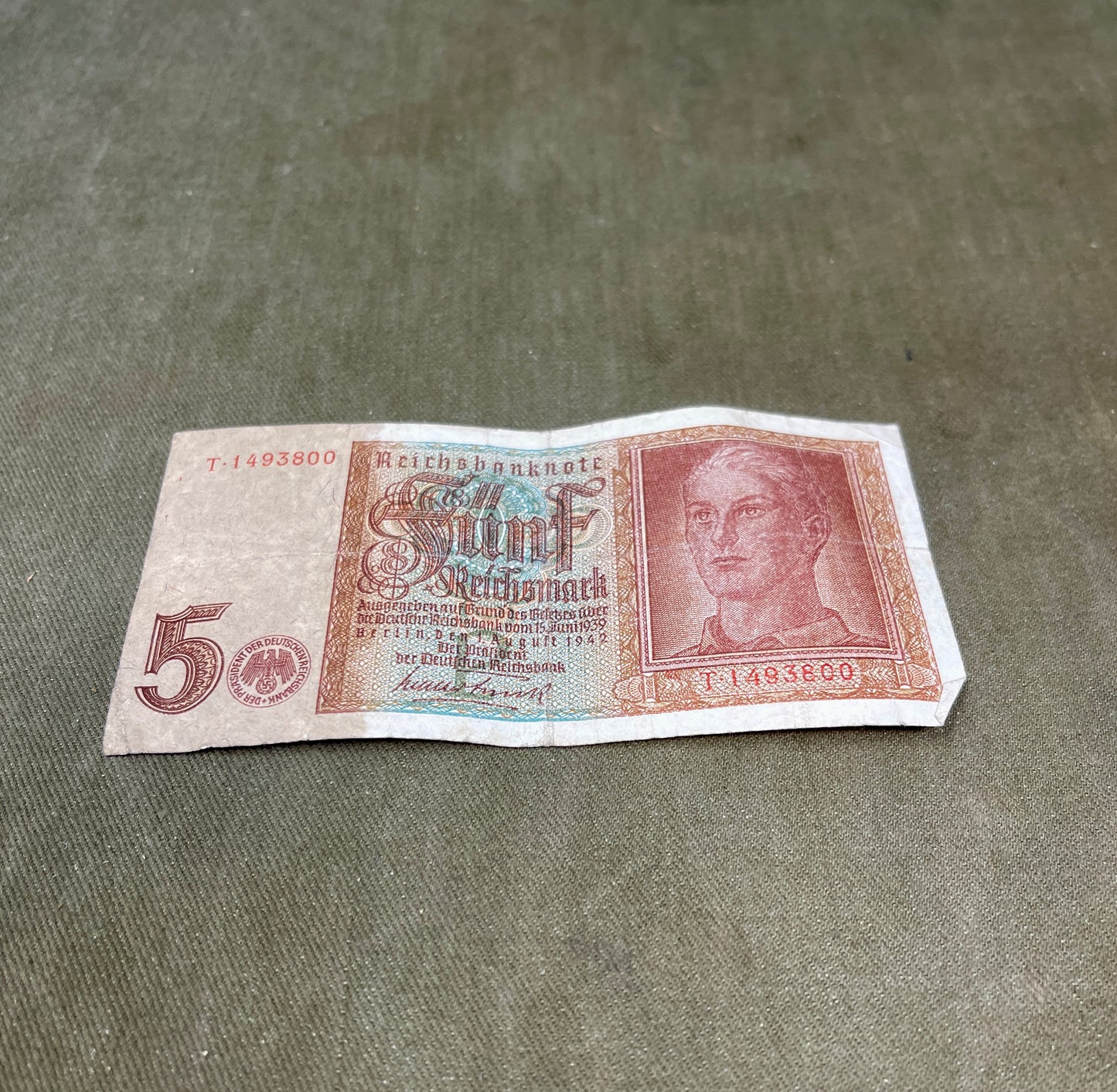 Selection of German WW2 1942 Dated 5 Reichsmark Reichsbanknote – Original WWII Currency