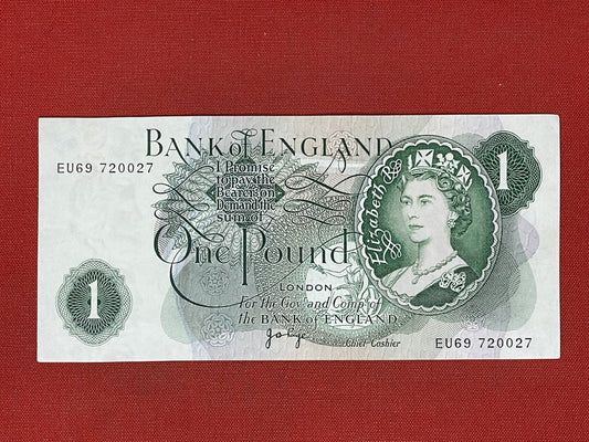 Bank of England £1 Banknote Signed J Page 1970 - 1980 ( Dugg B322 ))