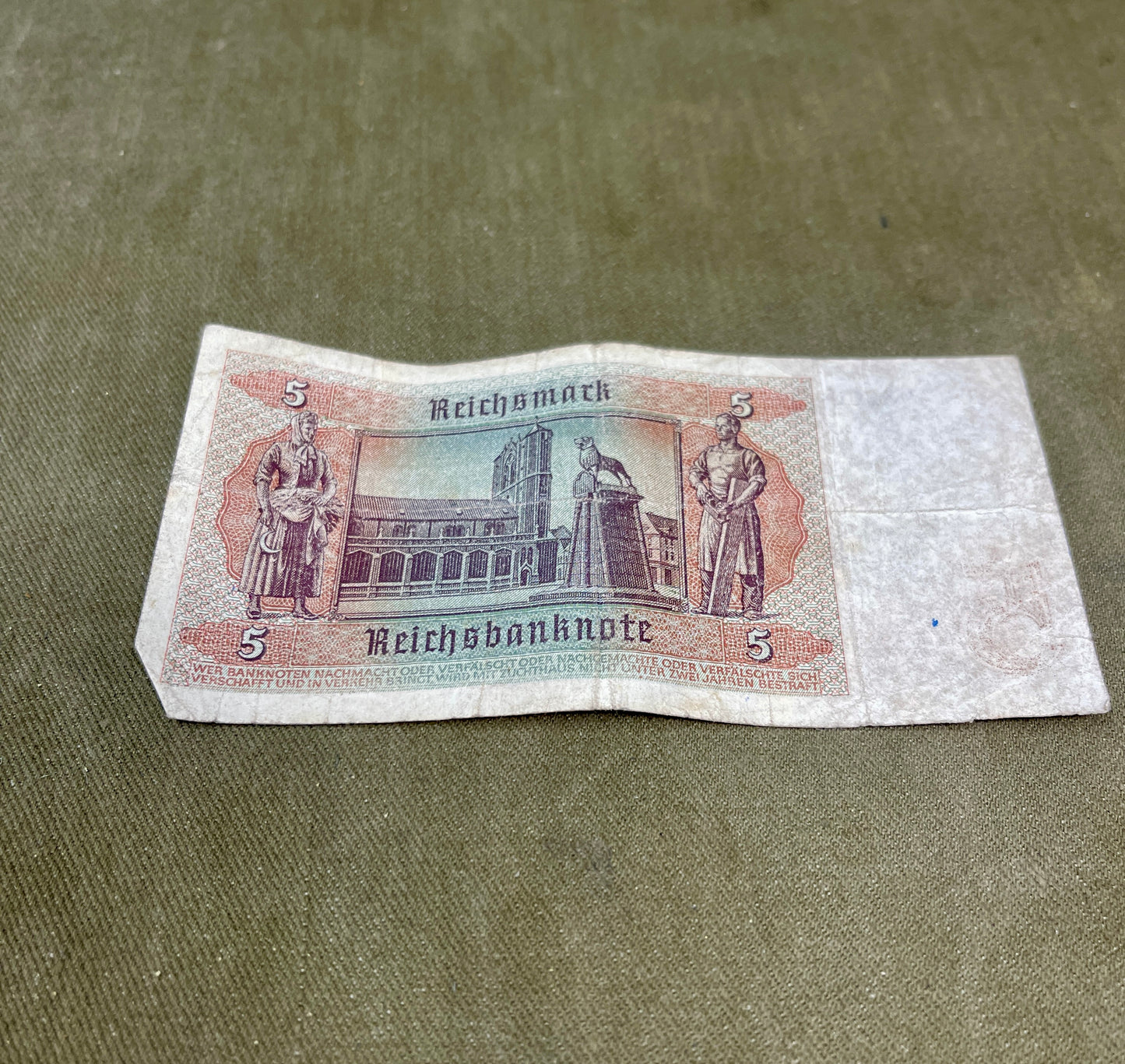 Selection of German WW2 1942 Dated 5 Reichsmark Reichsbanknote – Original WWII Currency