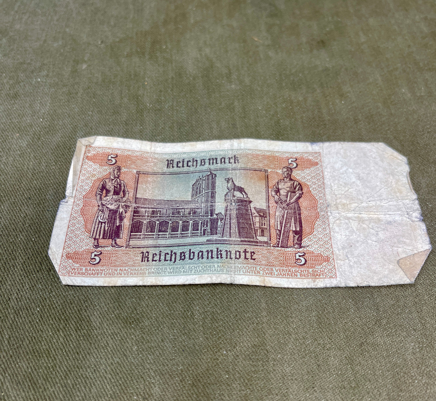 Selection of German WW2 1942 Dated 5 Reichsmark Reichsbanknote – Original WWII Currency