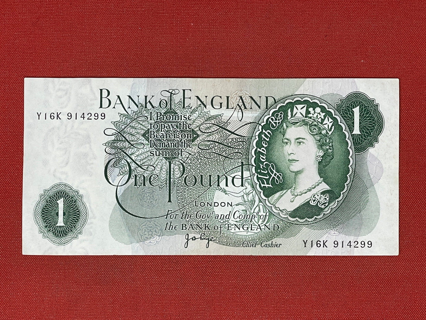 Bank of England £1 Banknote Signed J Page 1970 - 1980 ( Dugg B320 )