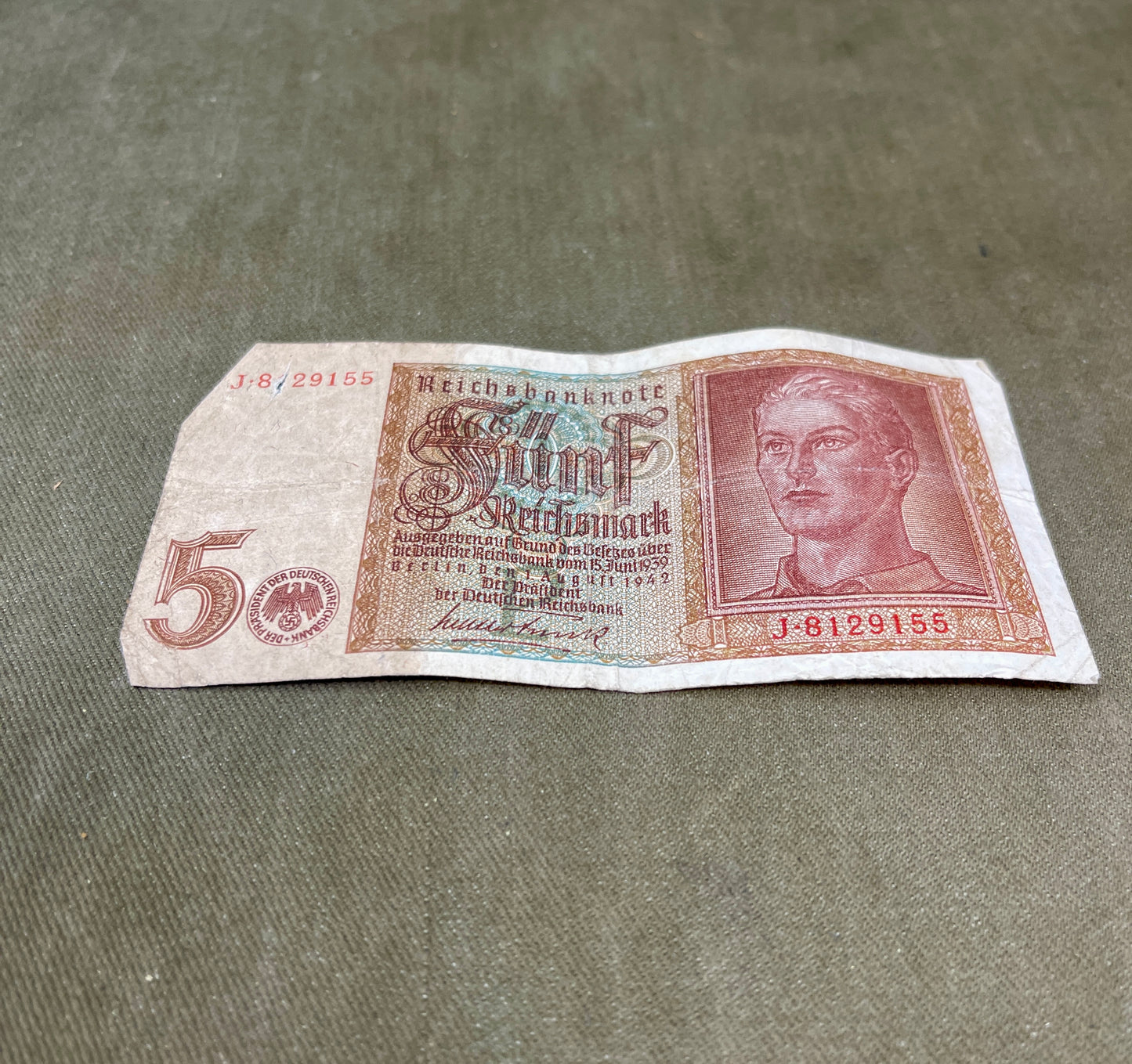 Selection of German WW2 1942 Dated 5 Reichsmark Reichsbanknote – Original WWII Currency