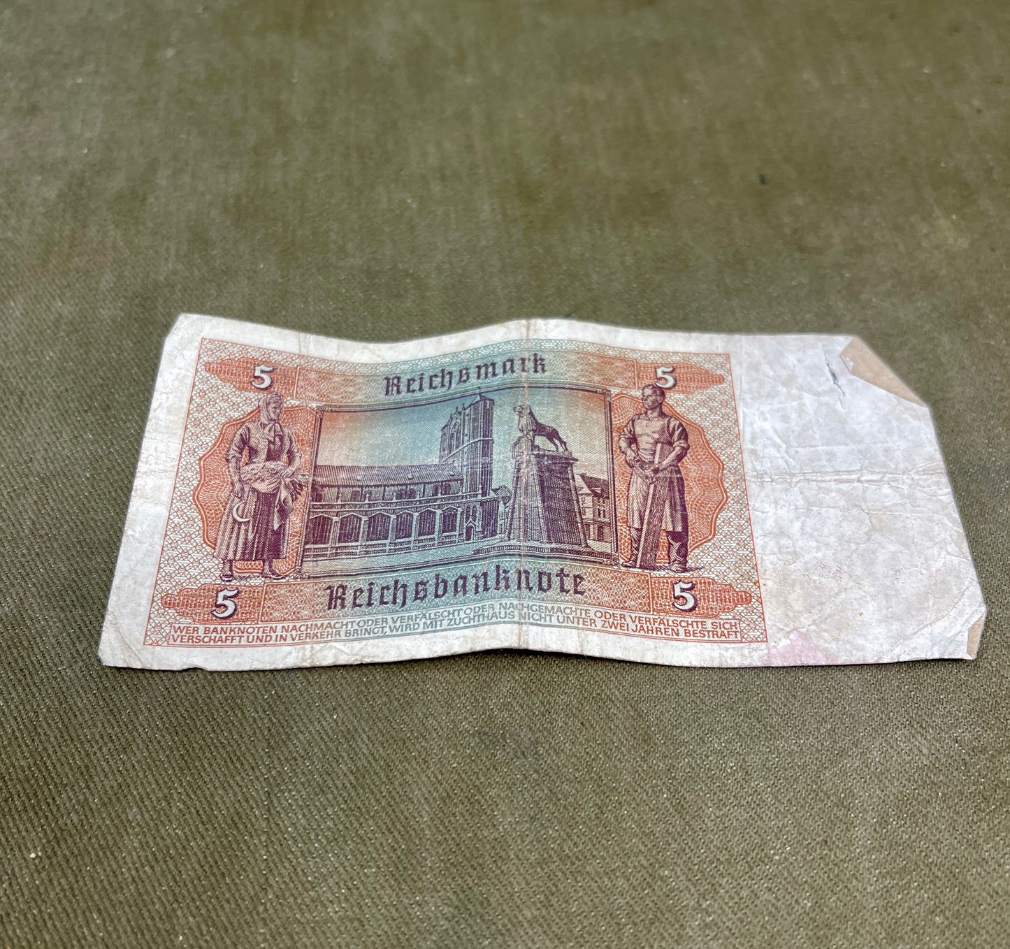 Selection of German WW2 1942 Dated 5 Reichsmark Reichsbanknote – Original WWII Currency