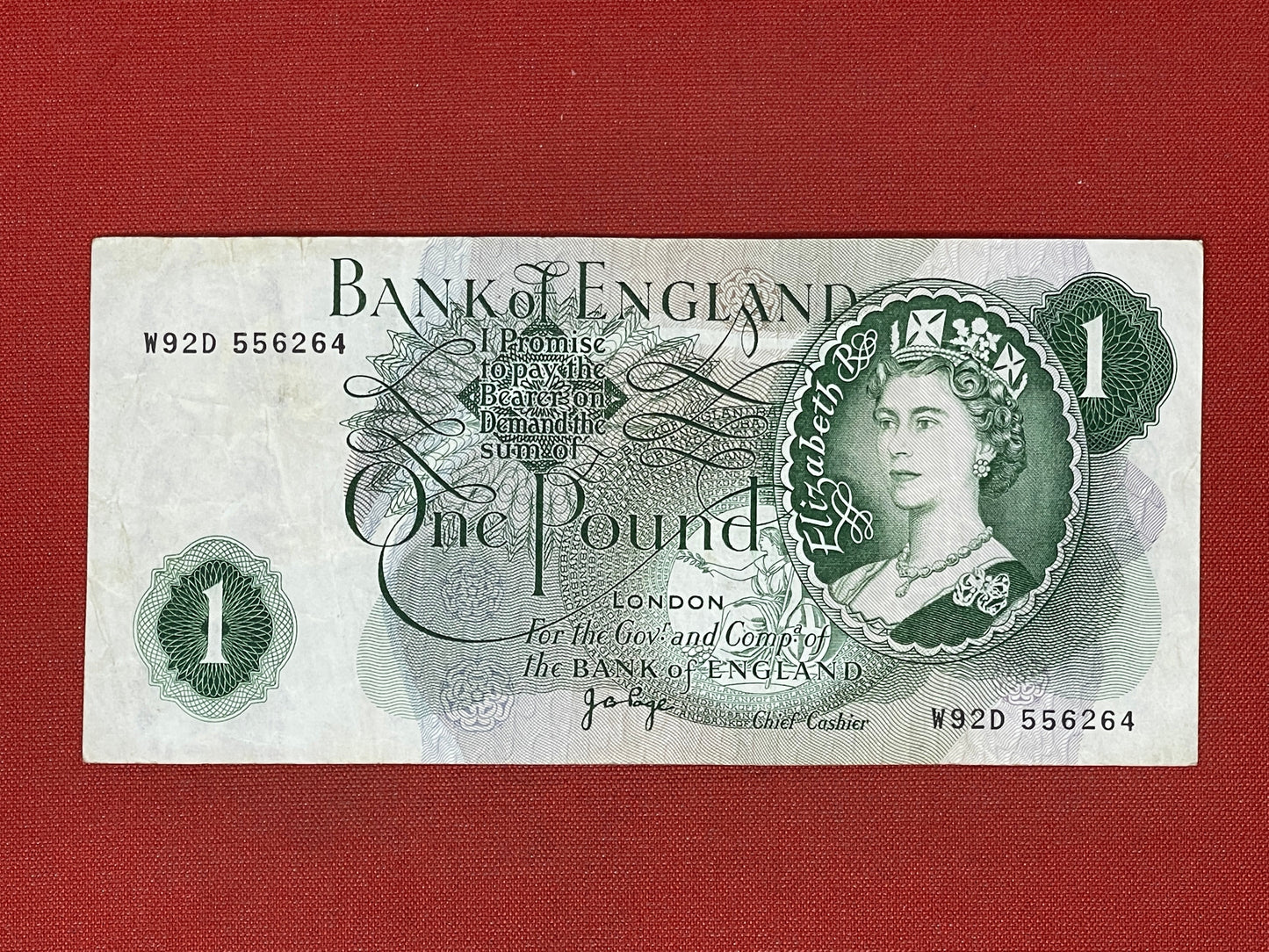 Bank of England £1 Banknote Signed J Page 1970 - 1980 ( Dugg B320 )